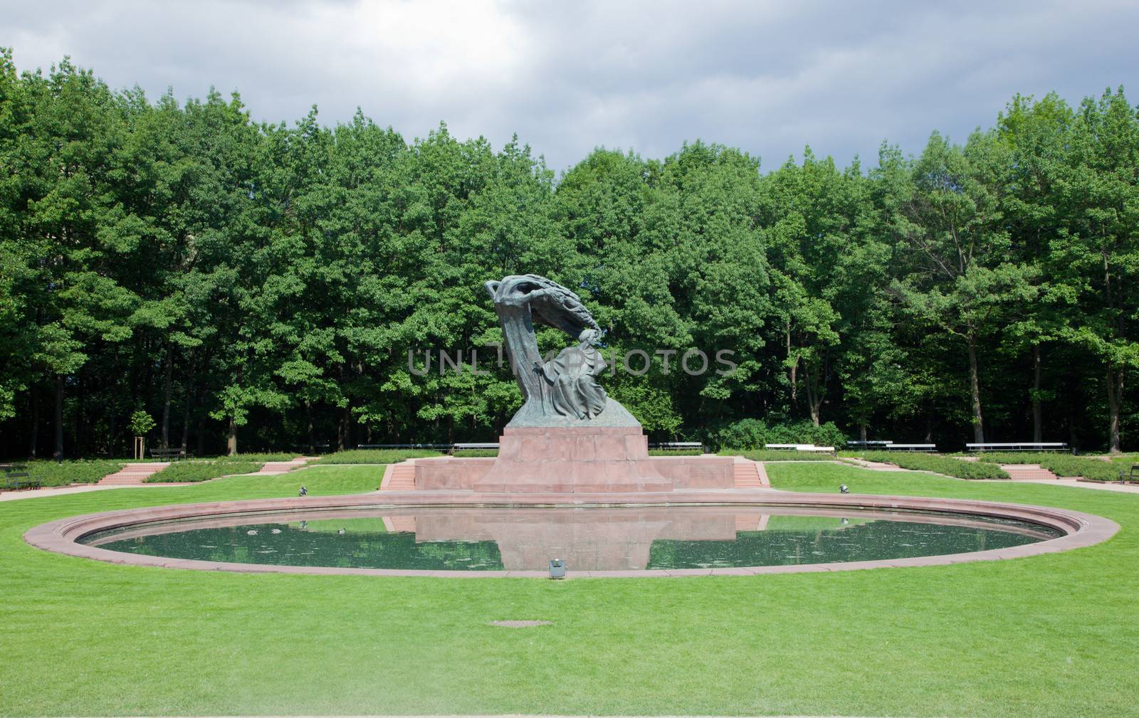 The Chopin Statue in Lazienki Park aka Royal Baths park, Warsaw, Poland.