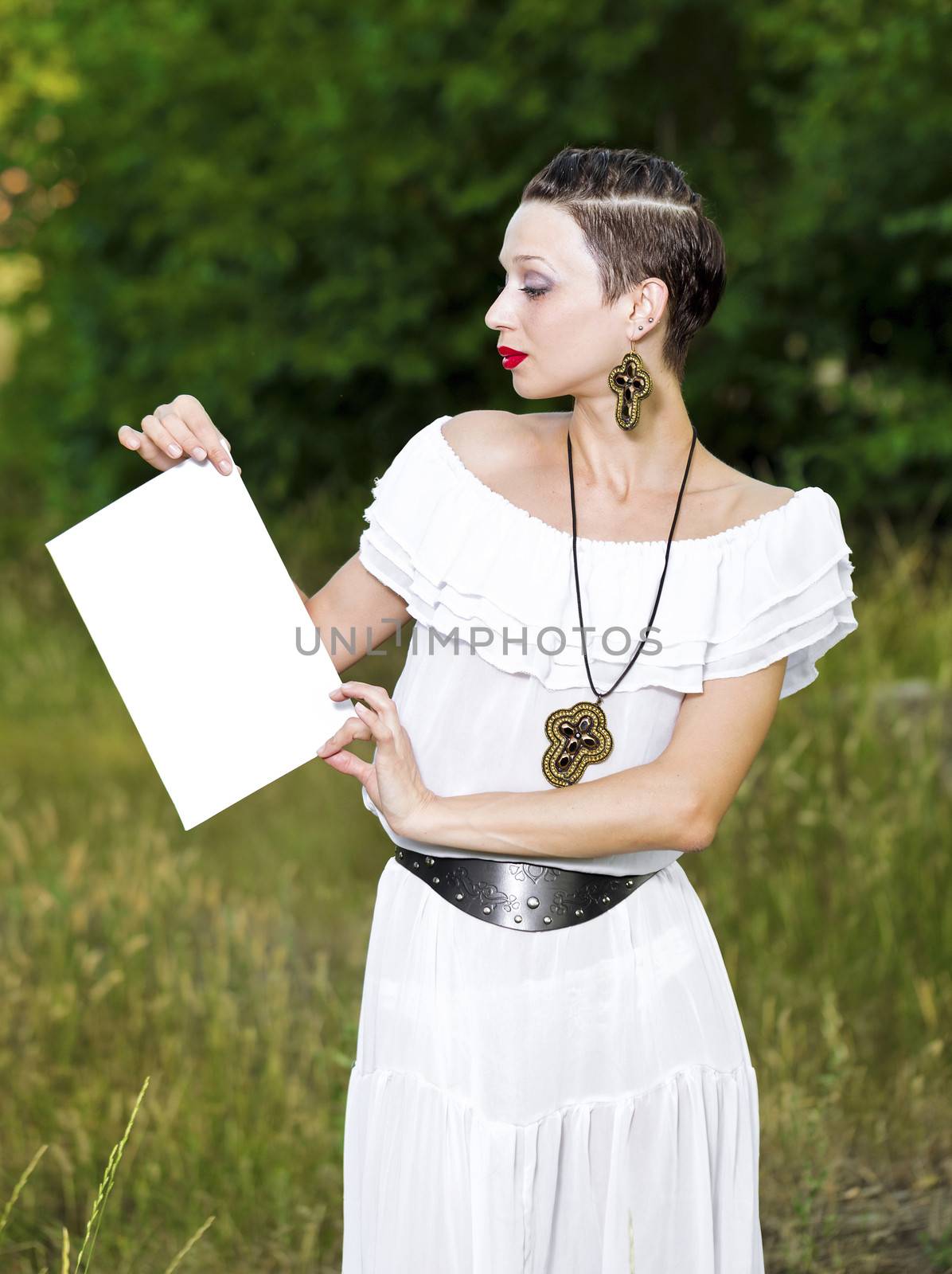 Portrait of a Girl in a White Dress and Copyspace by Vagengeym