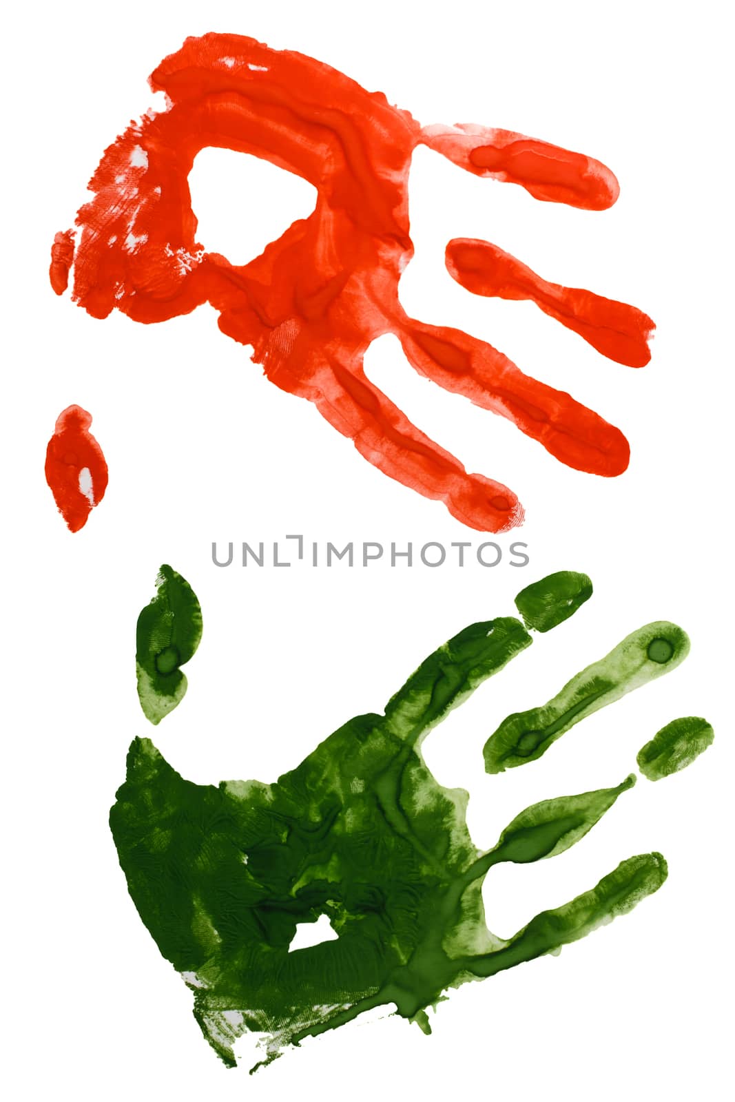 Prints Two Hands on White Background