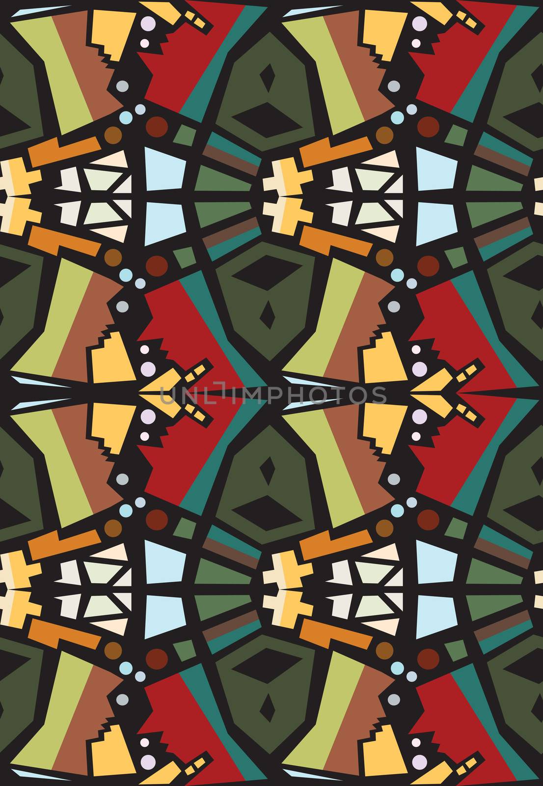 Seamless background pattern of mirrored faces