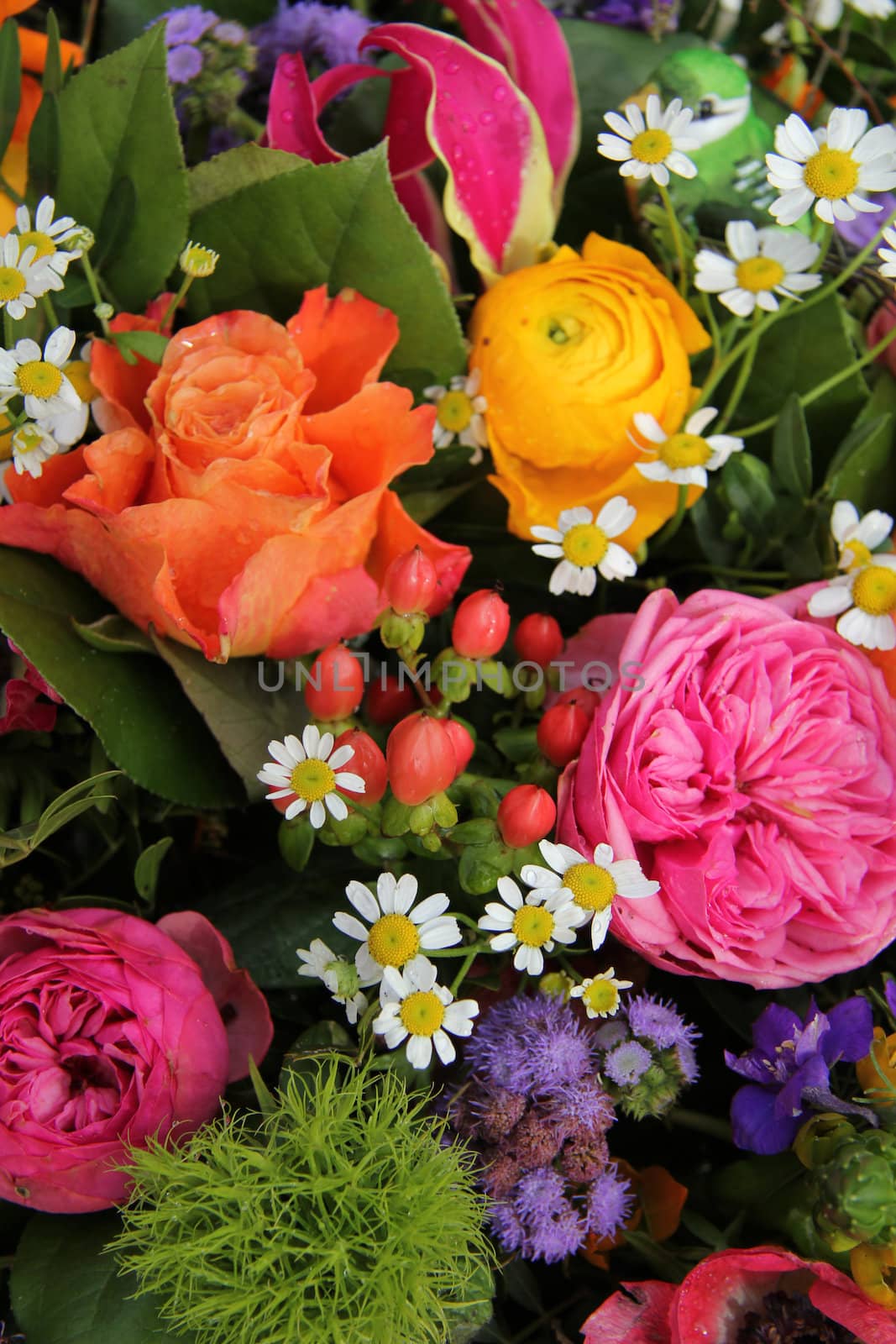 Mixed spring bouquet in various bright colors