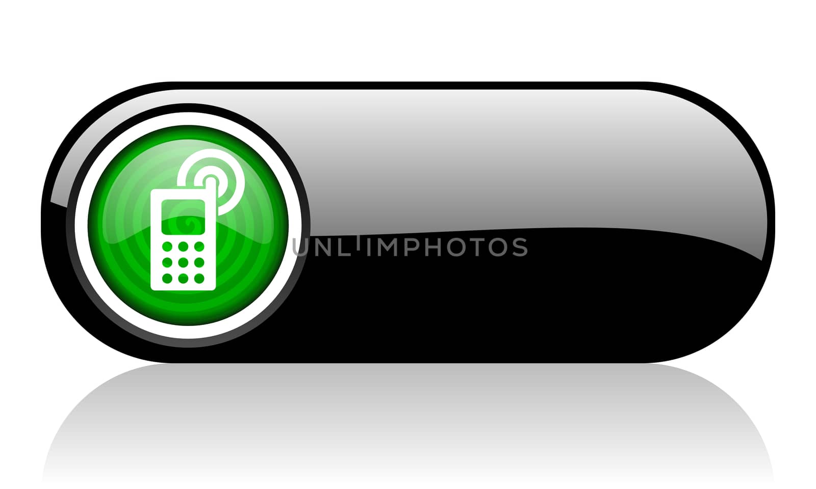 cellphone black and green web icon on white background