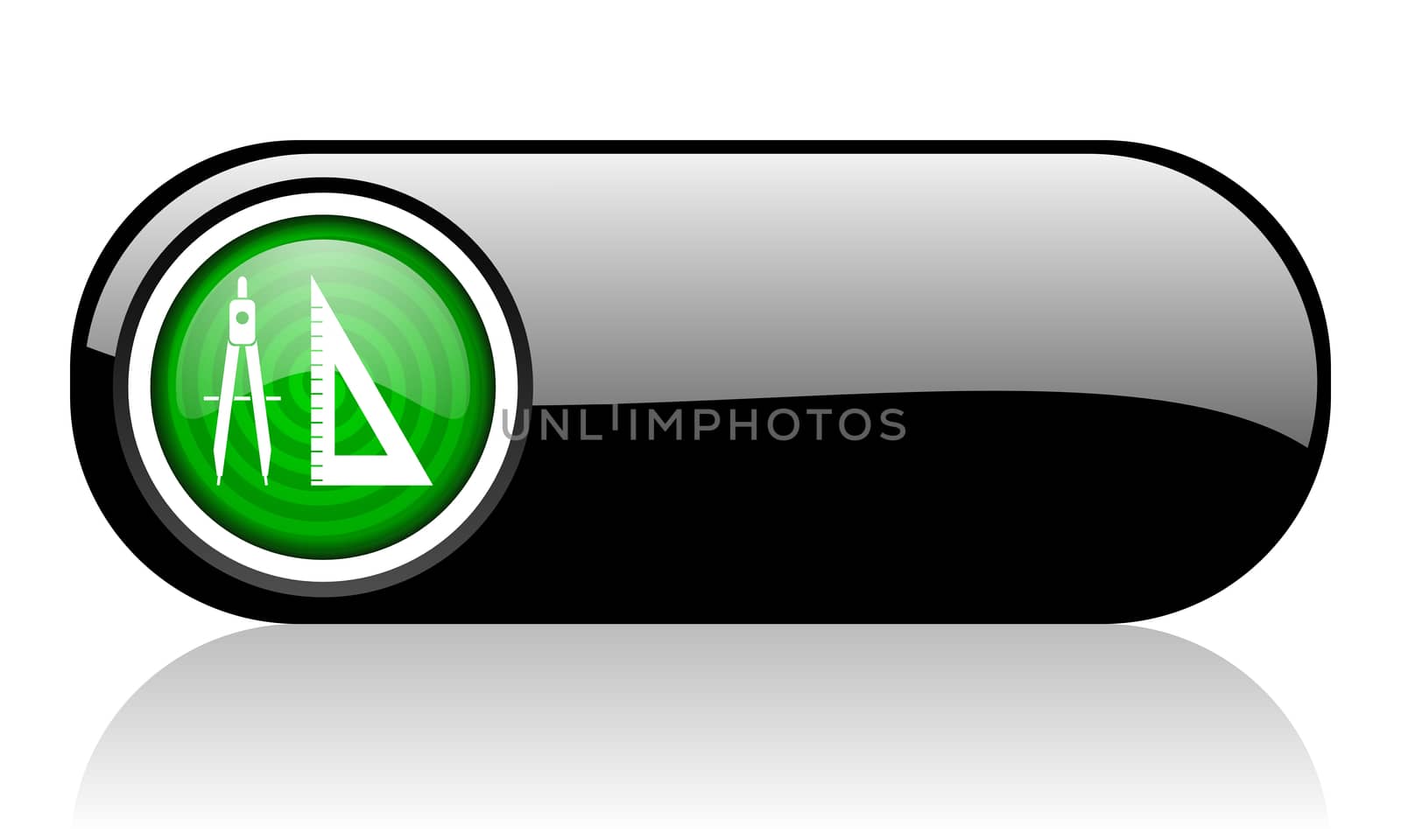e-learning black and green web icon on white background