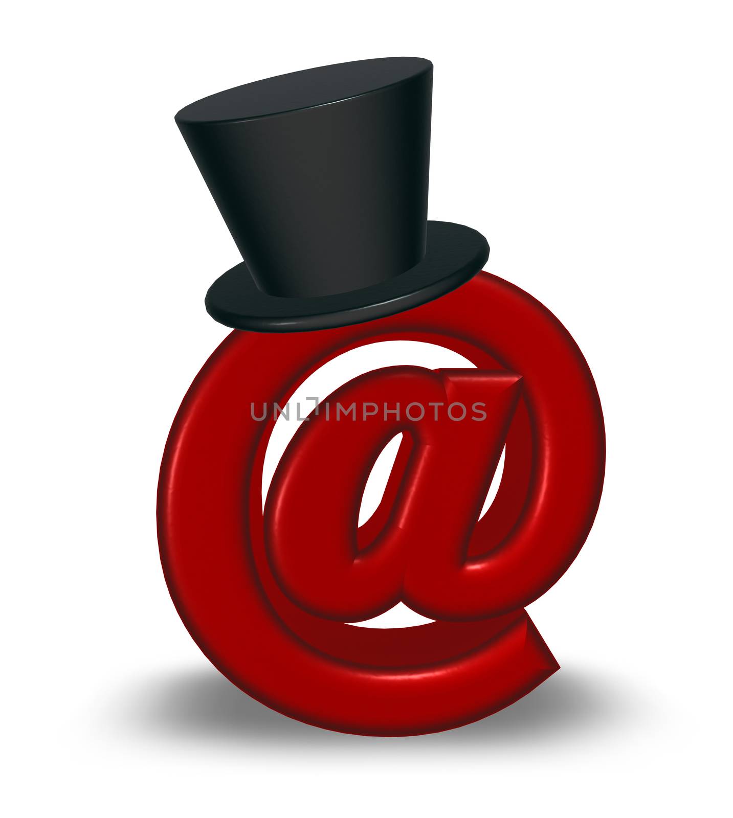red emailsymbol with black topper - 3d illustration