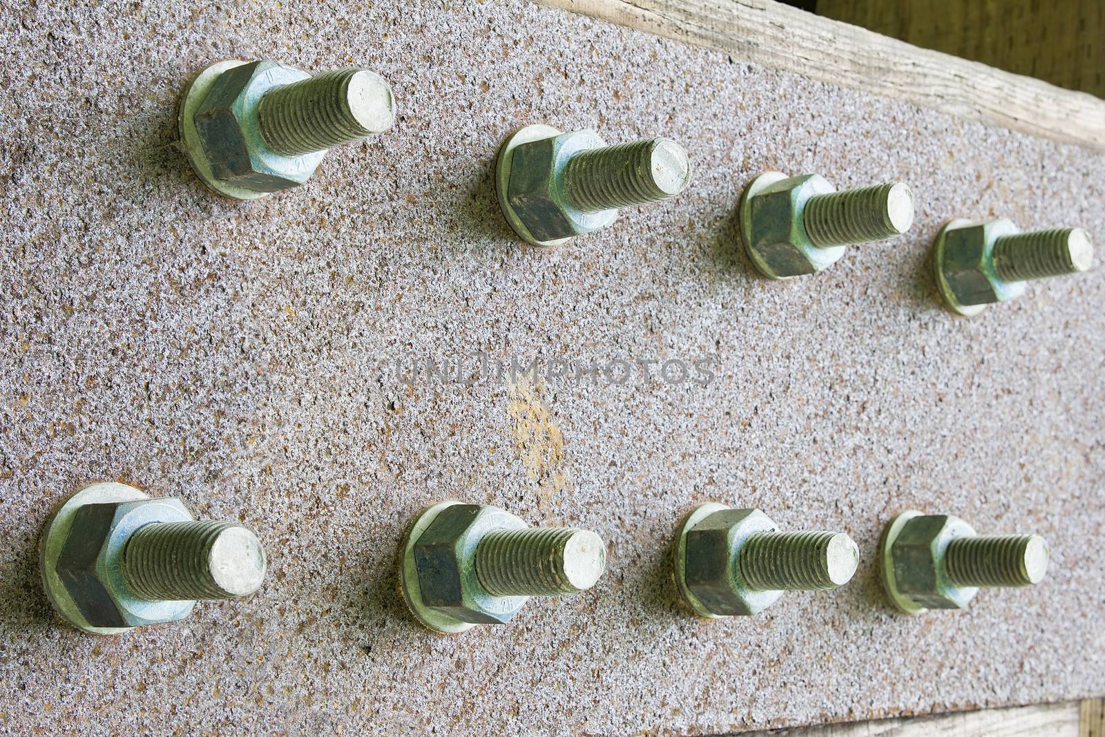 Nuts and Bolts on Old Bridge Closeup