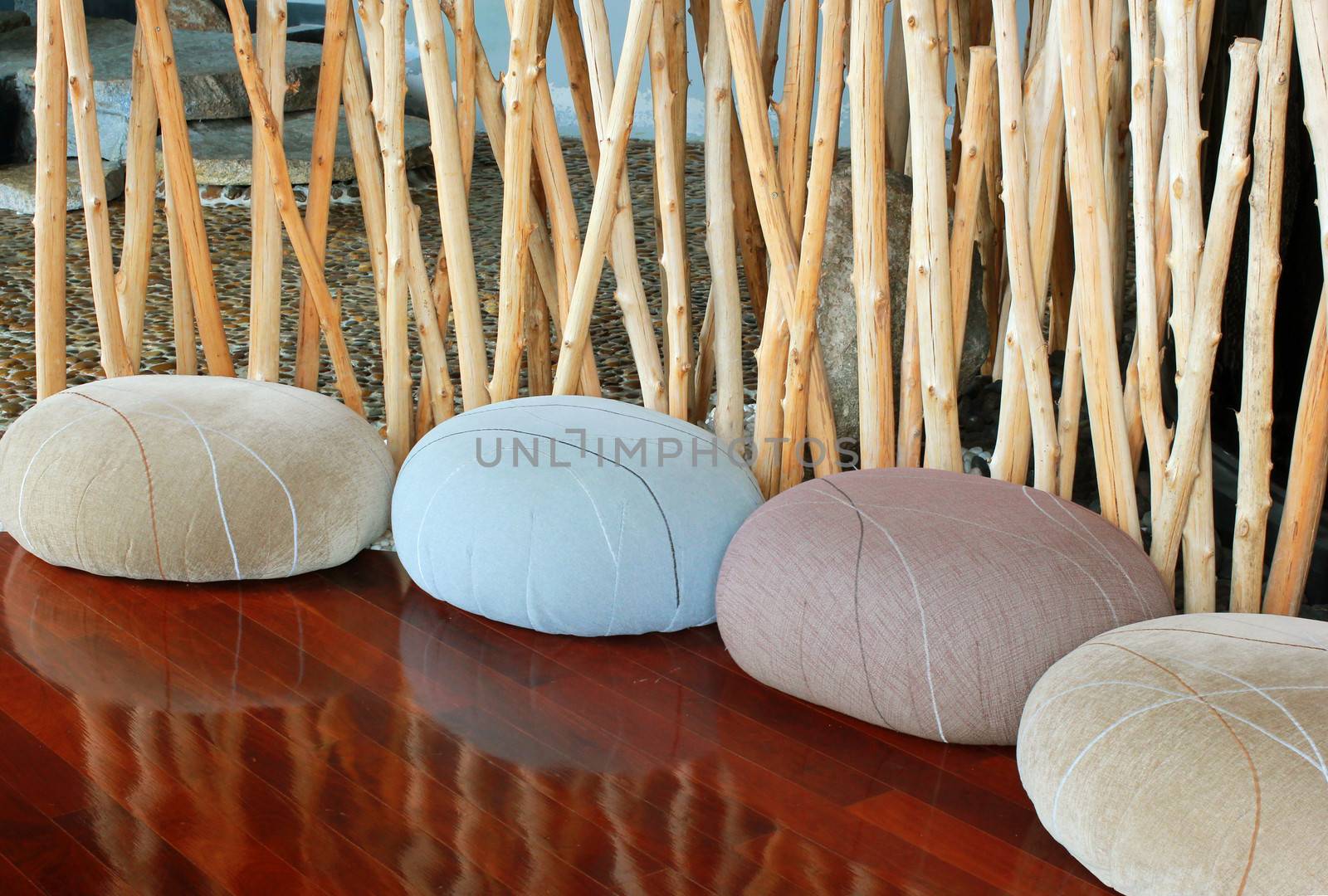 Cushion seat in quiet interior room for meditation by nuchylee