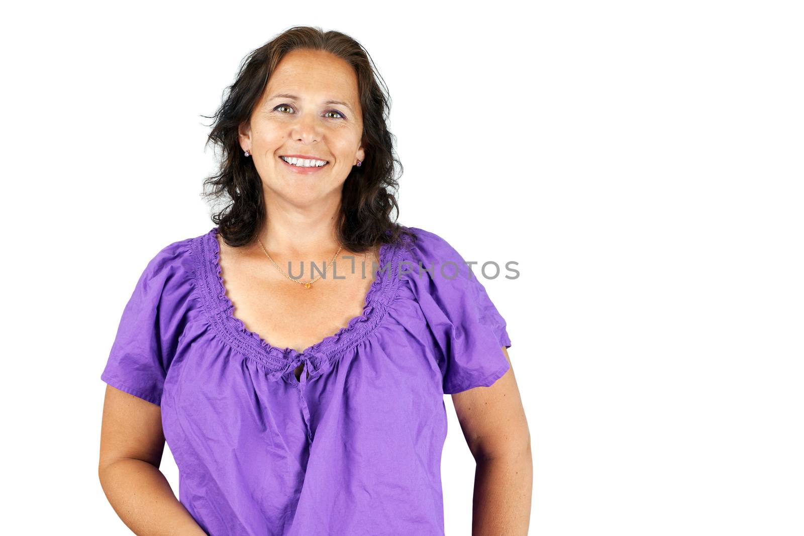 Smiling woman in purple by Mirage3