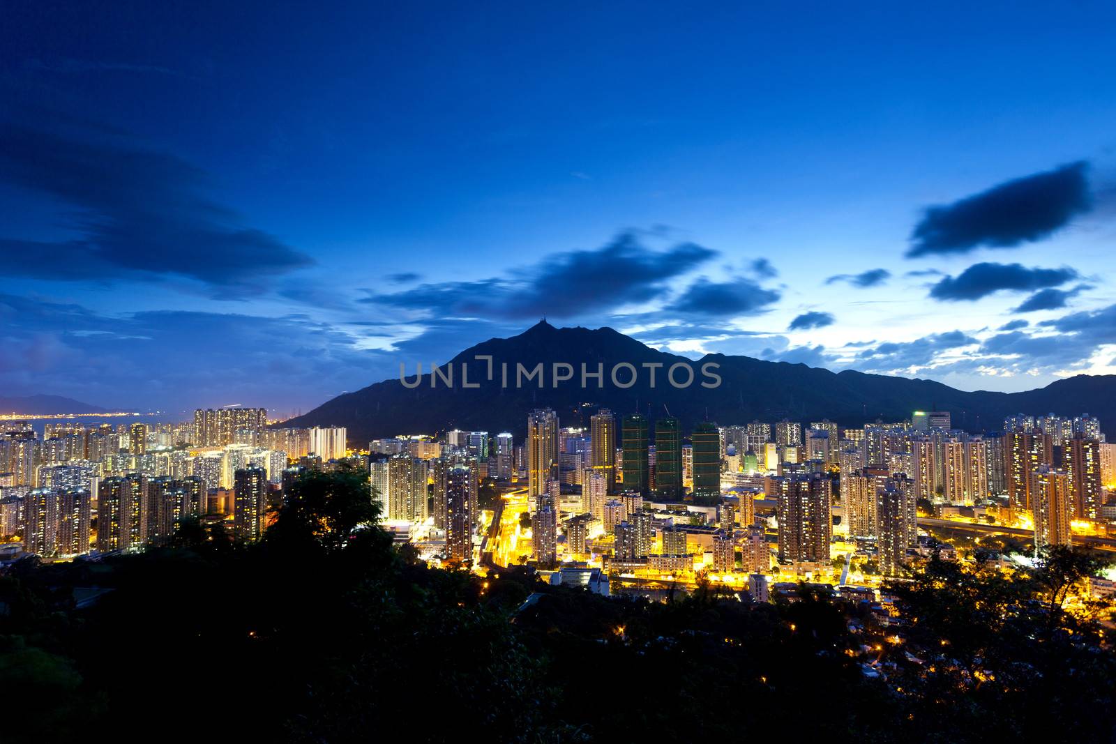 Hong Kong apartment blocks at night by kawing921