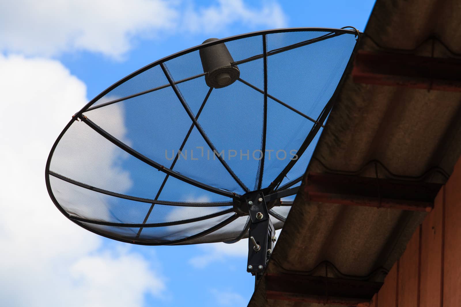 Satellite dish in morning sky  by thanomphong