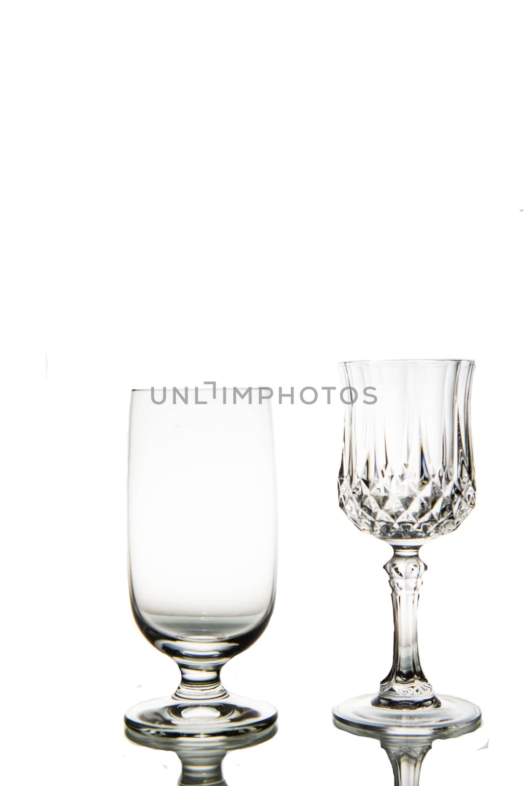 Two Empty wine glass. isolated on a white background