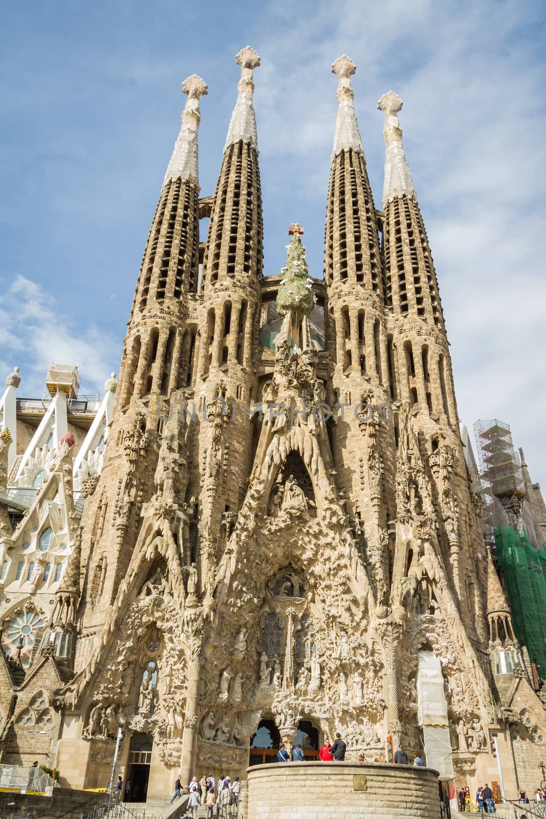 View of the Sagrada Familia cathedral, designed by Antoni Gaudi, by doble.d