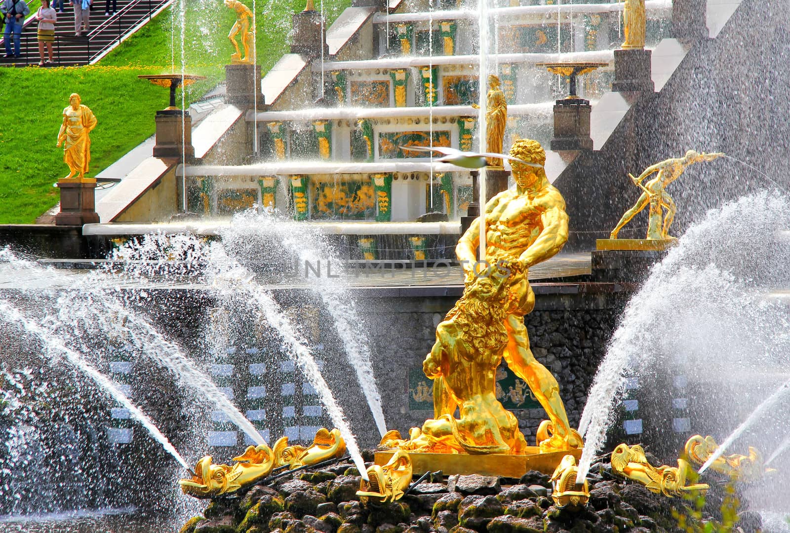 Samson Fountain of the Grand Cascade in Peterhof Palace, Saint Petersburg, Russia