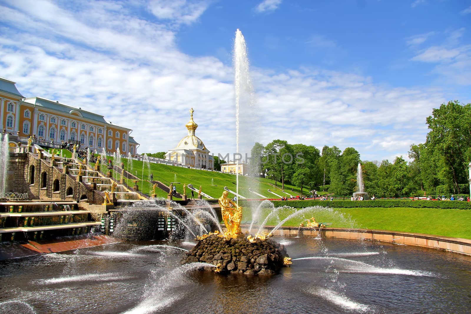 Samson Fountain of the Grand Cascade in Peterhof Palace, Russia