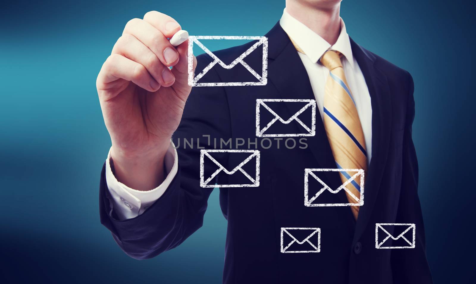 Business Man with Email Envelopes by melpomene