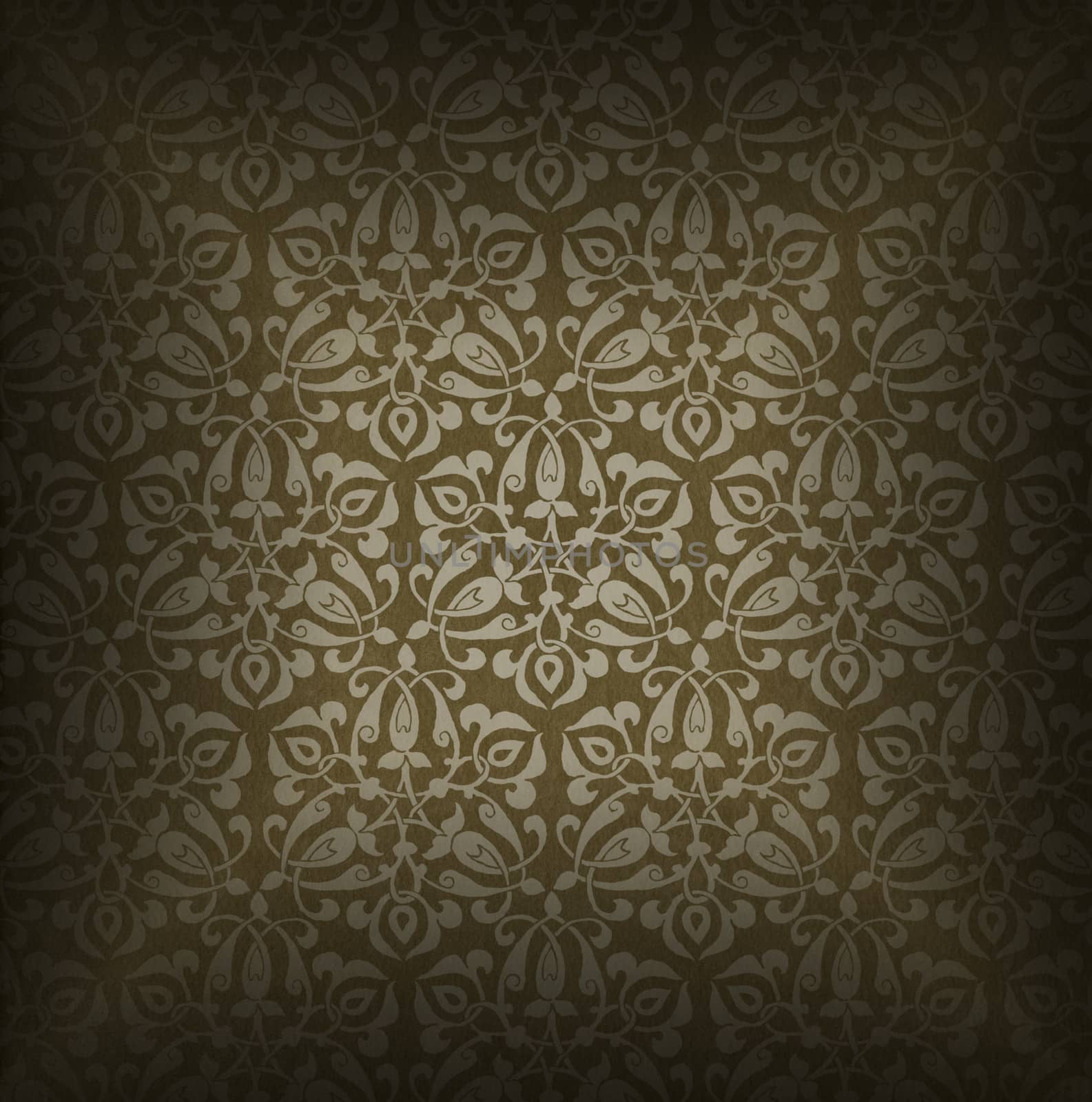 Background of aged brown velvet and texture with ornate floral seamless