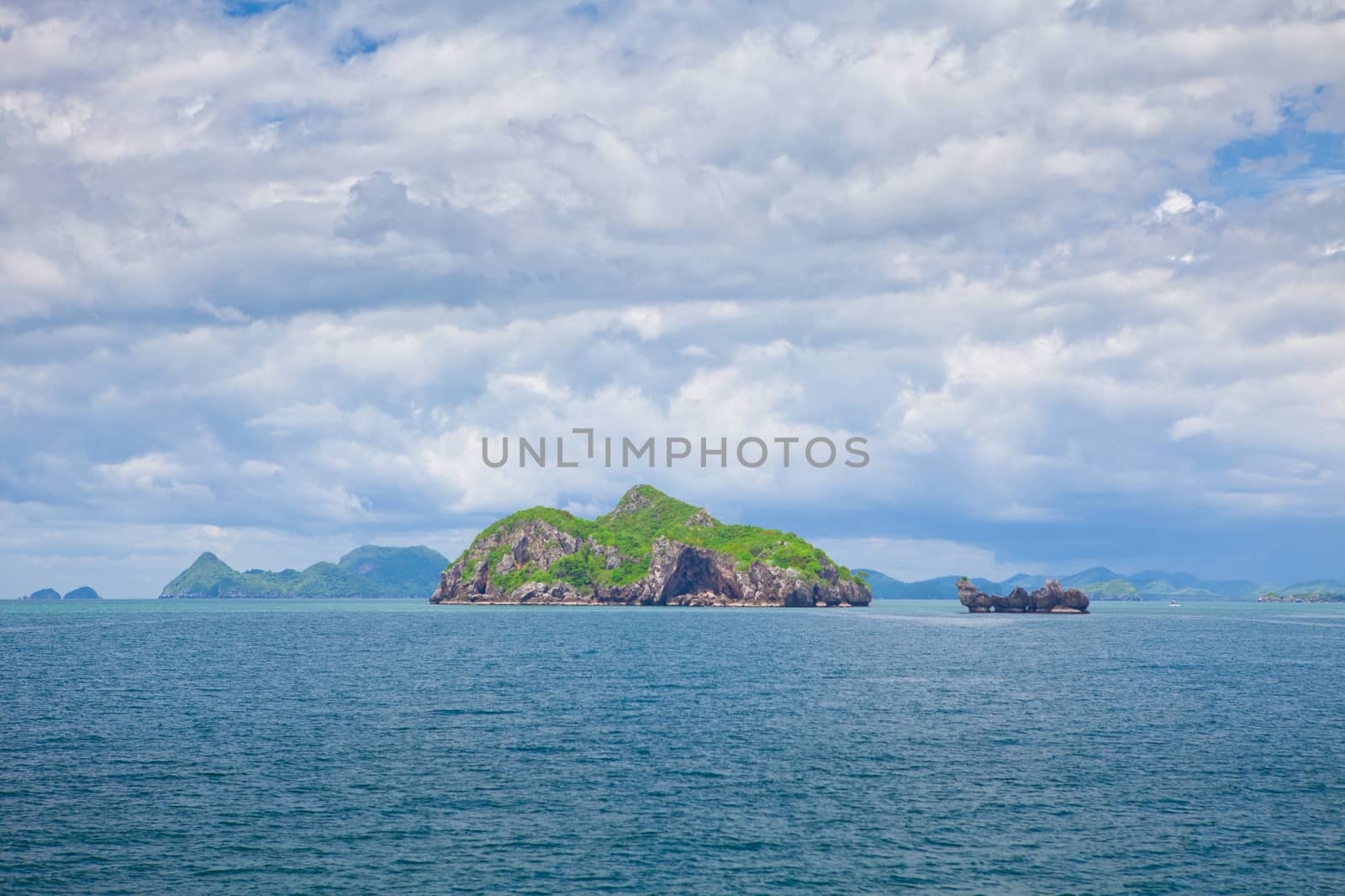 Beautiful tropical beach with big stones