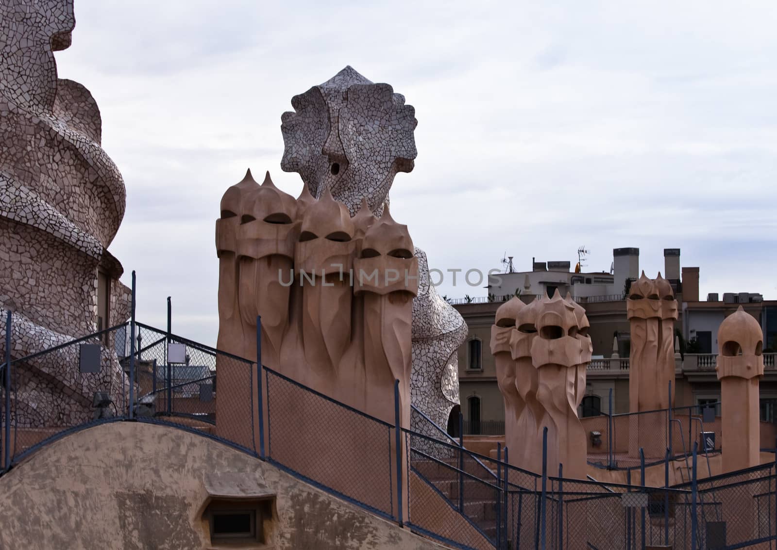 Fragment of Antonio Gaudi s chimneys  Casa Mila Barcelona