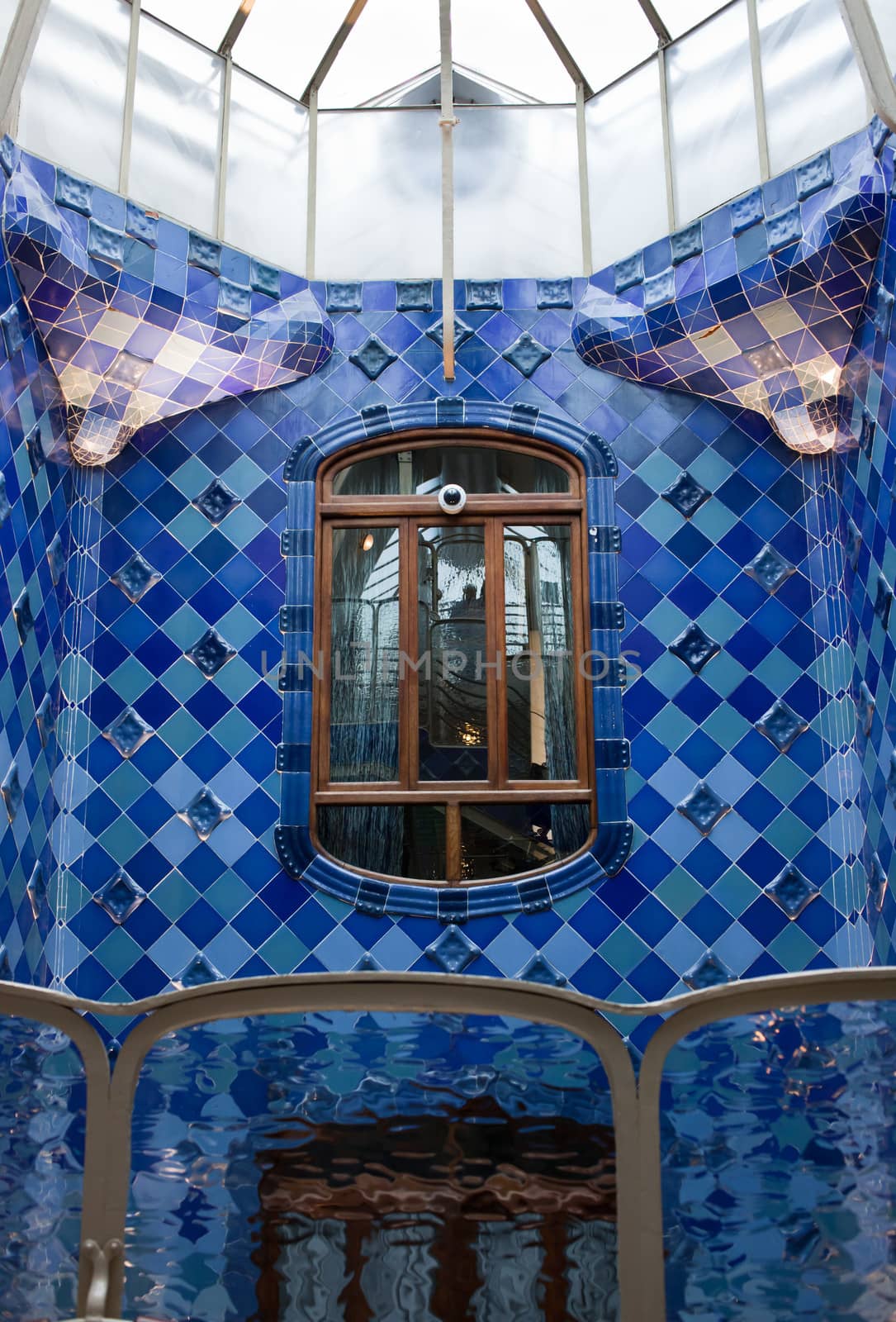 Casa Batllo interior Mozaic on the walls  Antonio Gaudi