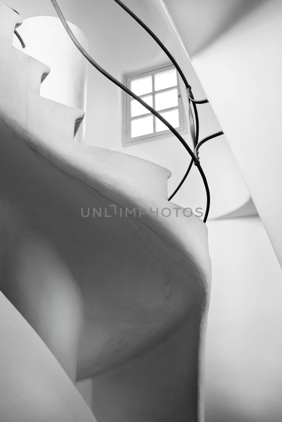 Casa Batllo interior .  Stairs to the roof  .  Antonio Gaudi