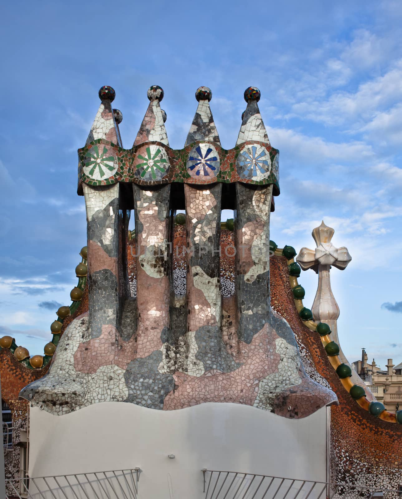 The decorated roof.  Casa Batllo . Antonio Gaudi .