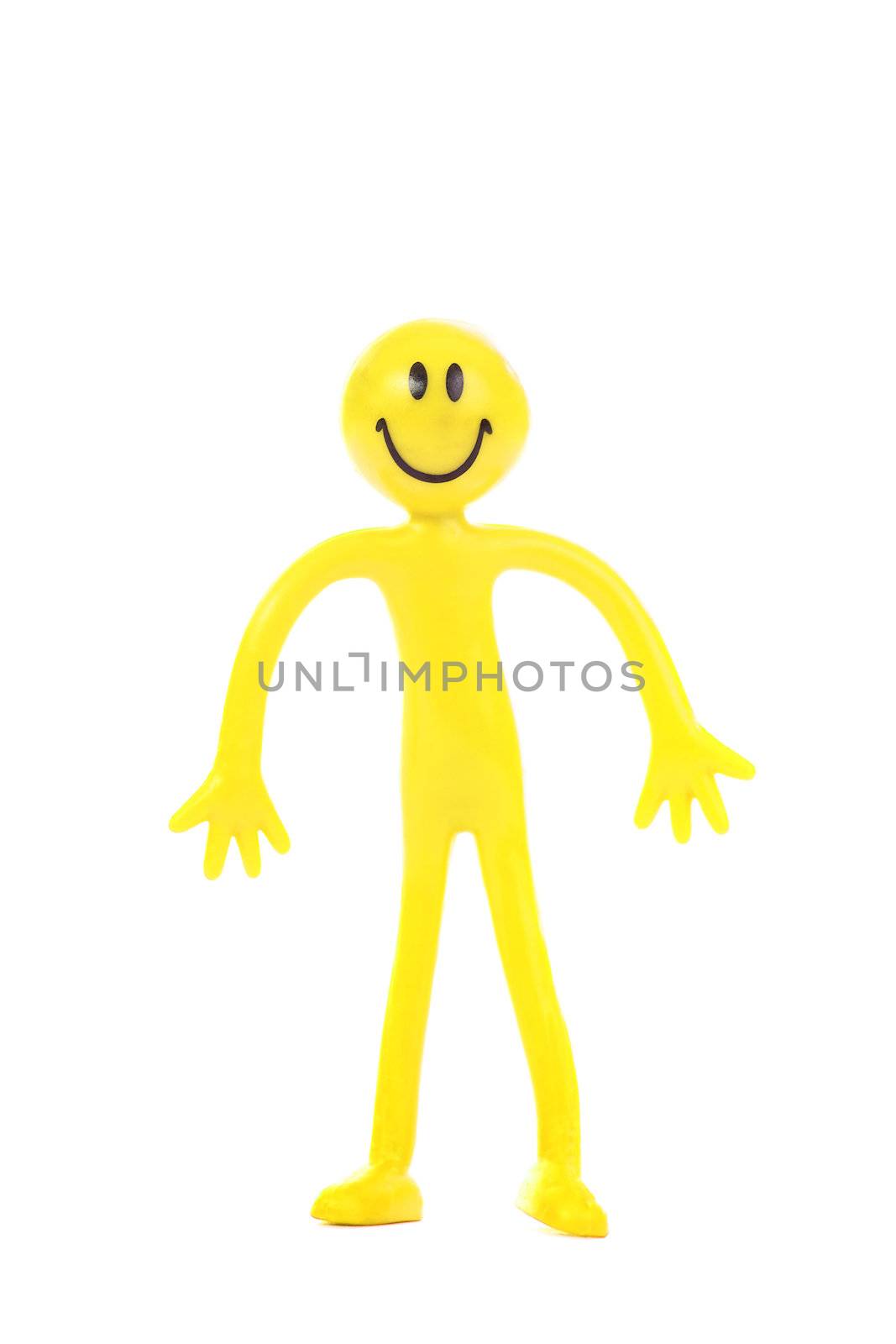 The yellow smiling man. Isolated on white.