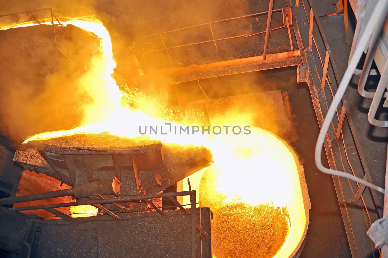 pouring molten steel