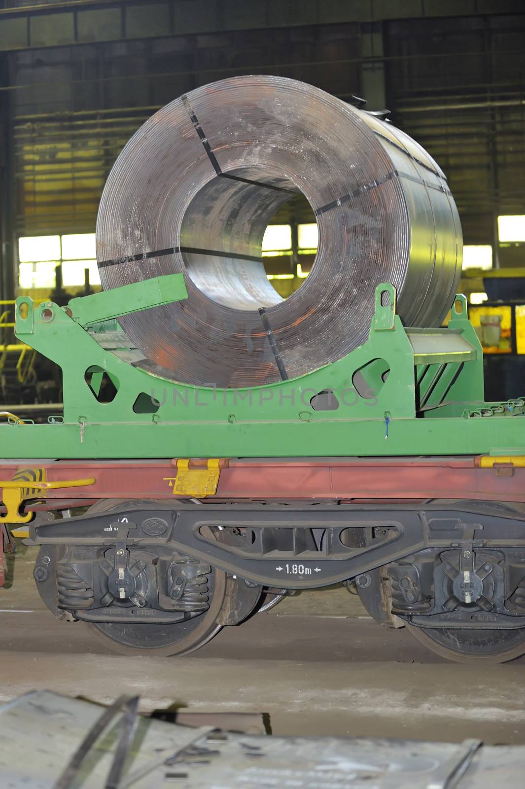 rolls of steel sheet on Railway  by mady70