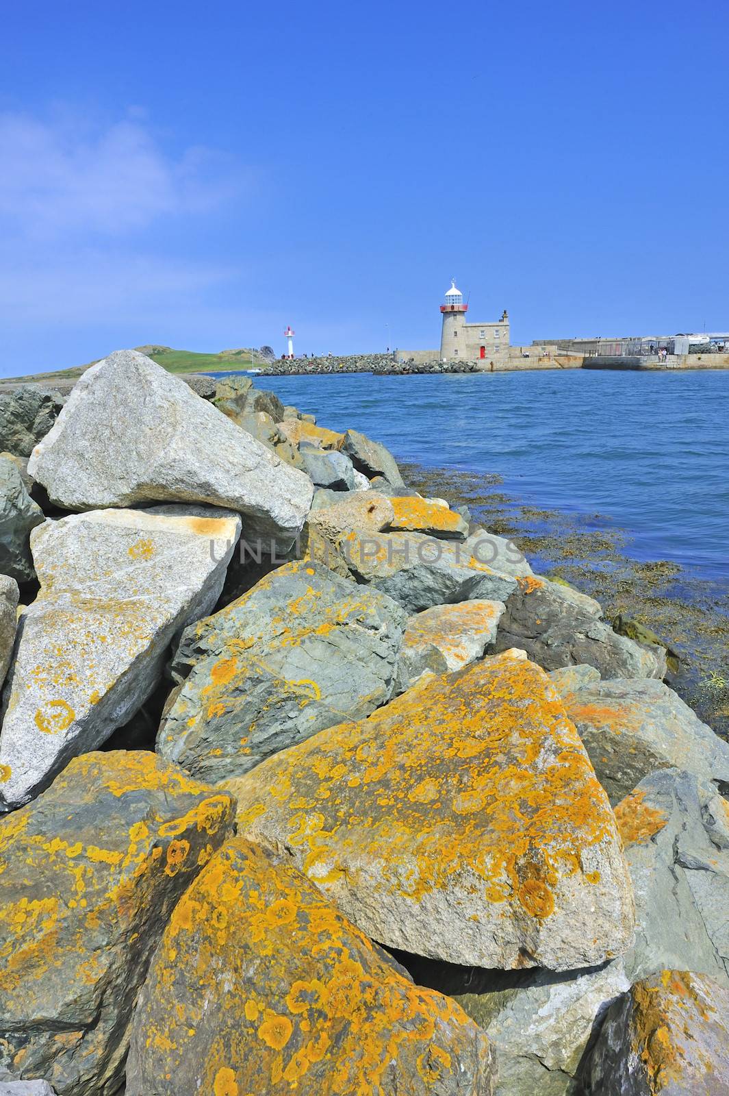 the lighthouse in howth near dublin, ireland