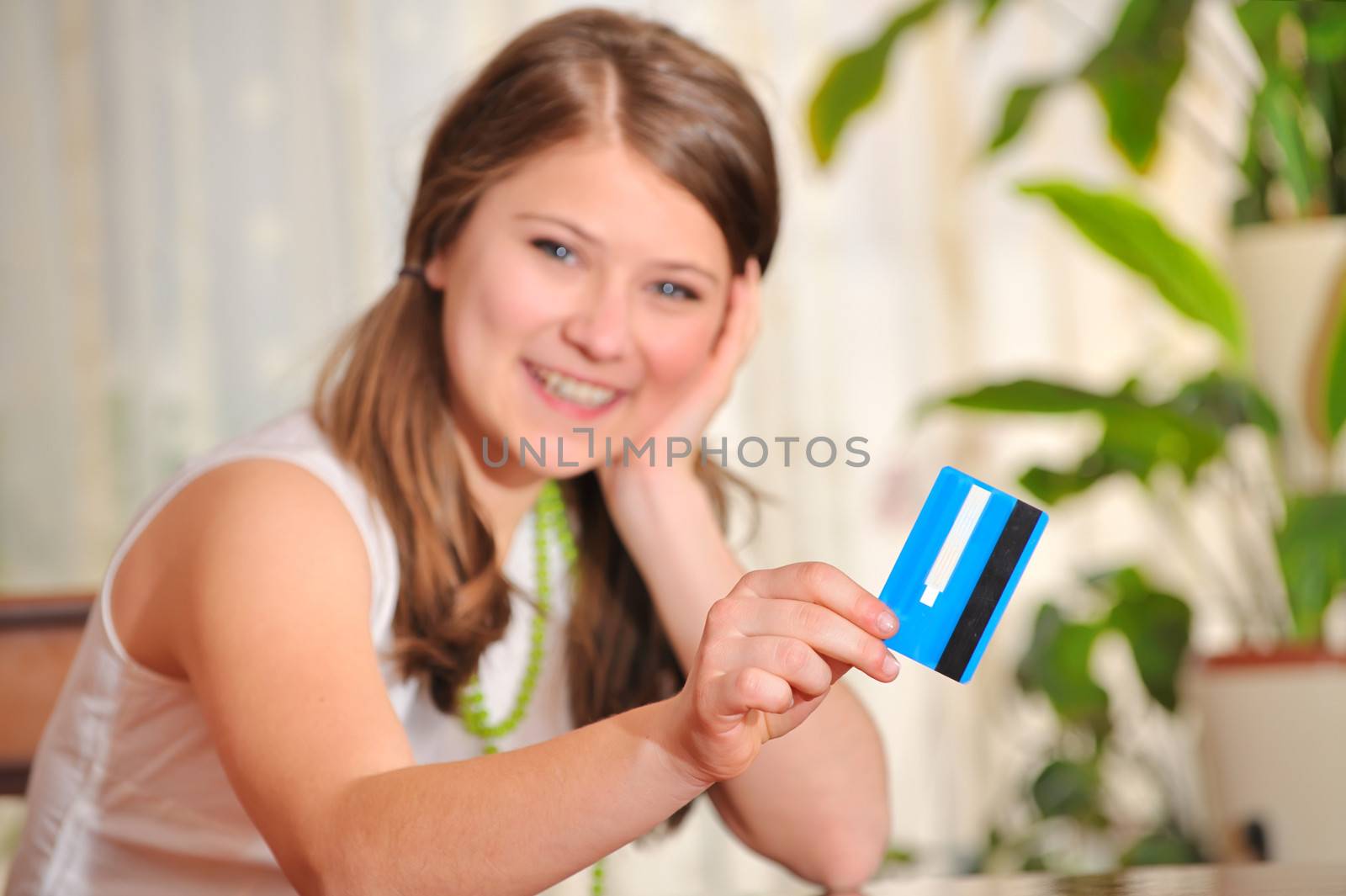 teen girl with blank credit card  by mady70