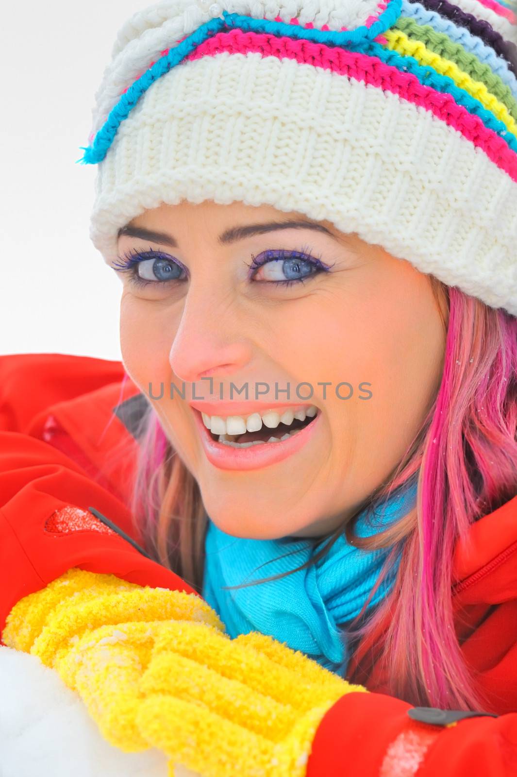 a winter portrait of a beautiful girl 