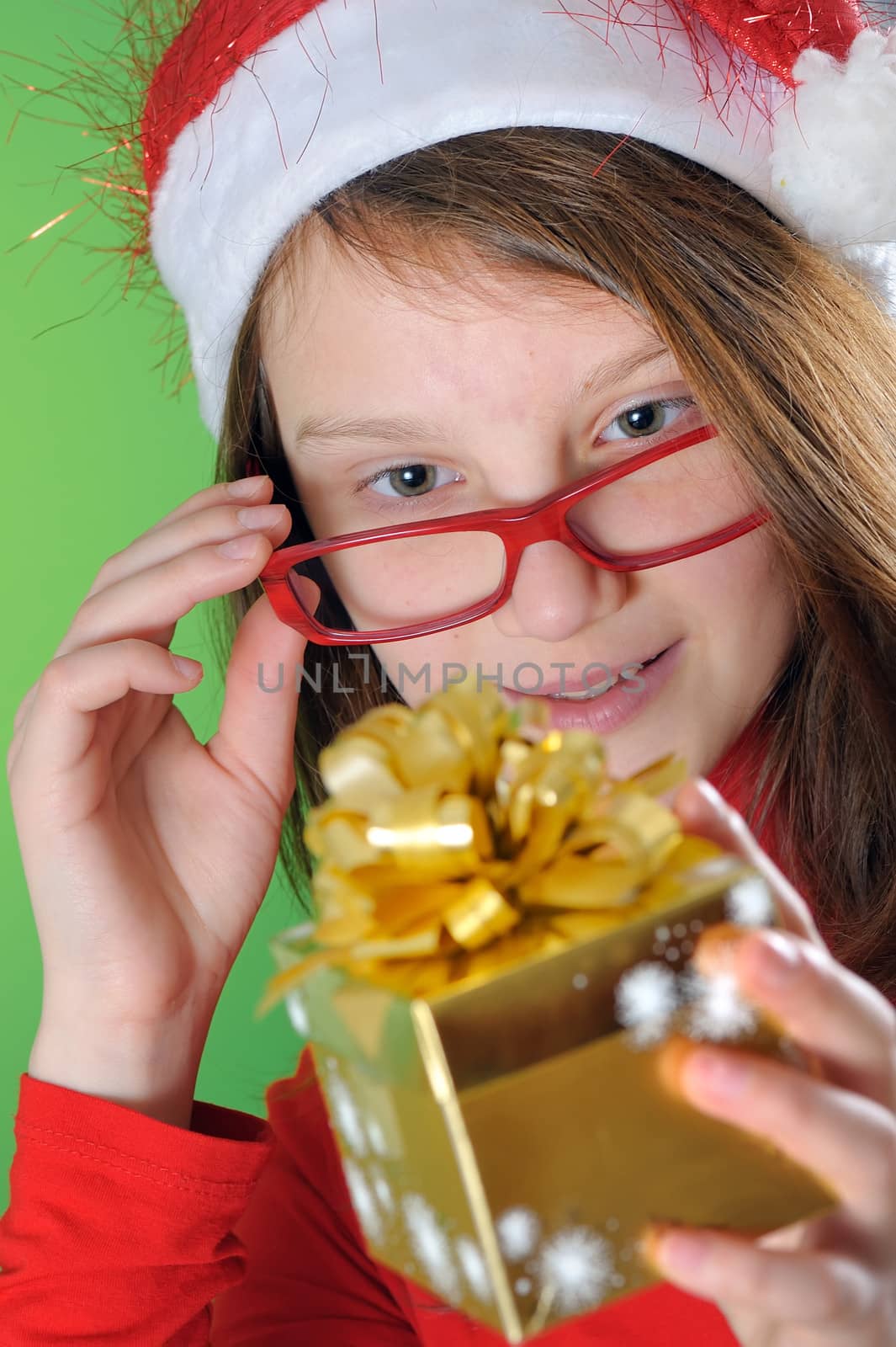 little girl with present