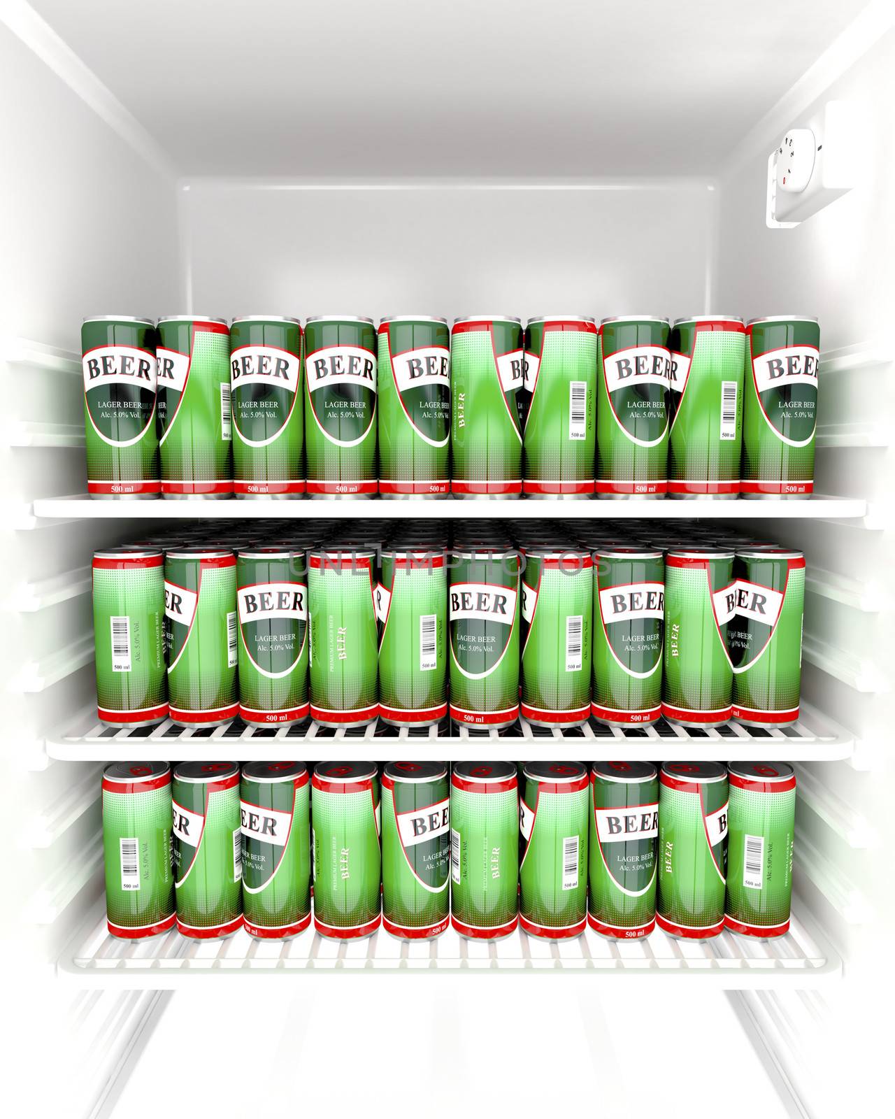 Fridge full with beer cans