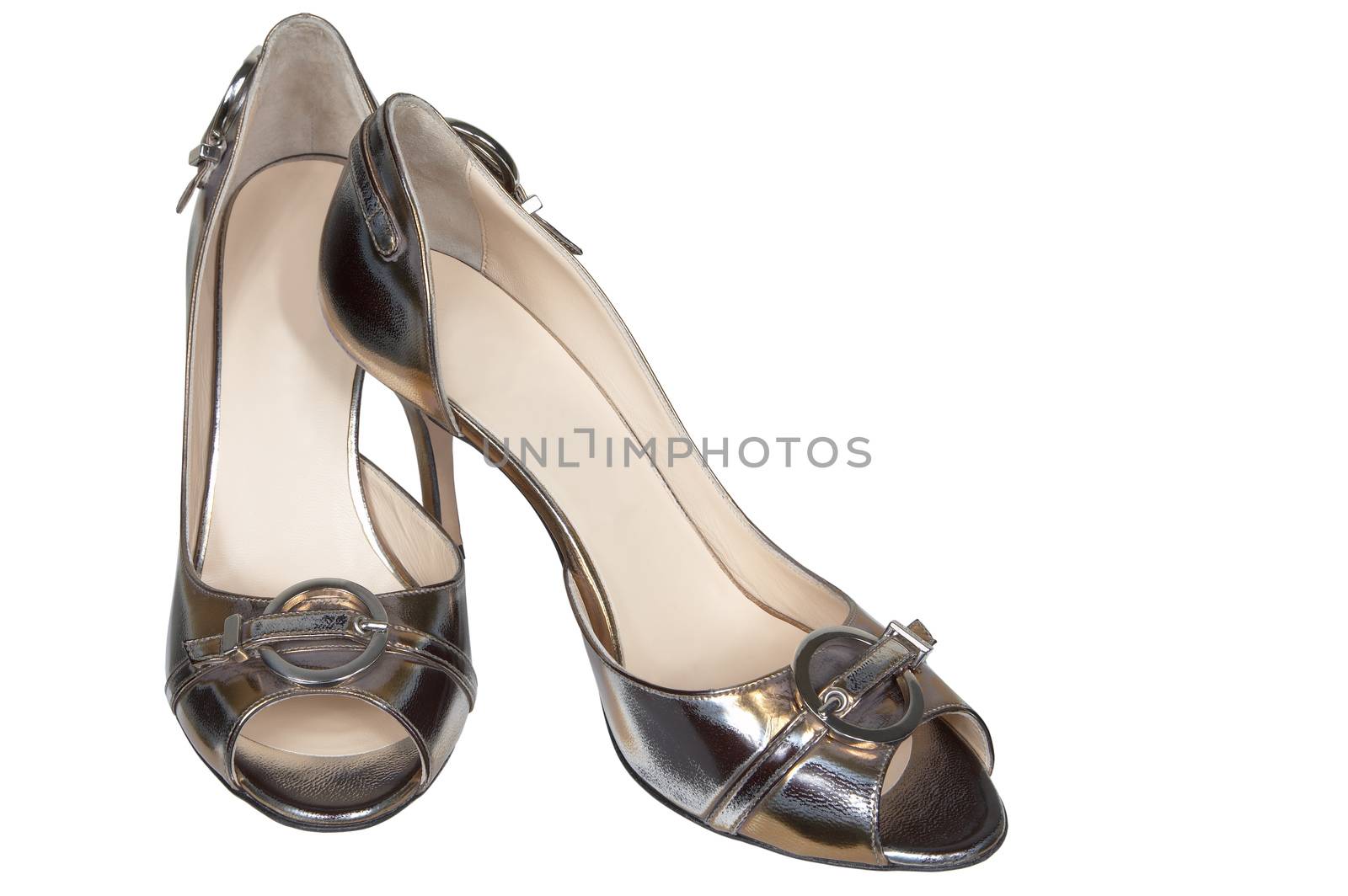 Brilliant female shoes on a white background