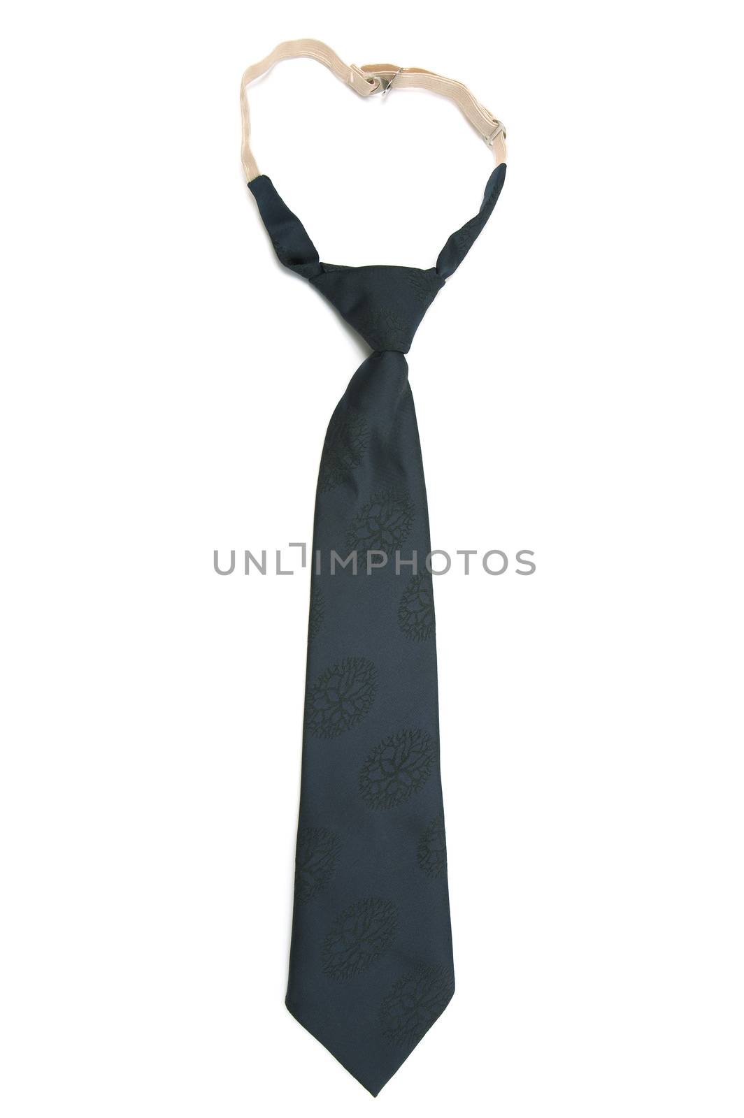 Tie with an elastic band on a white background