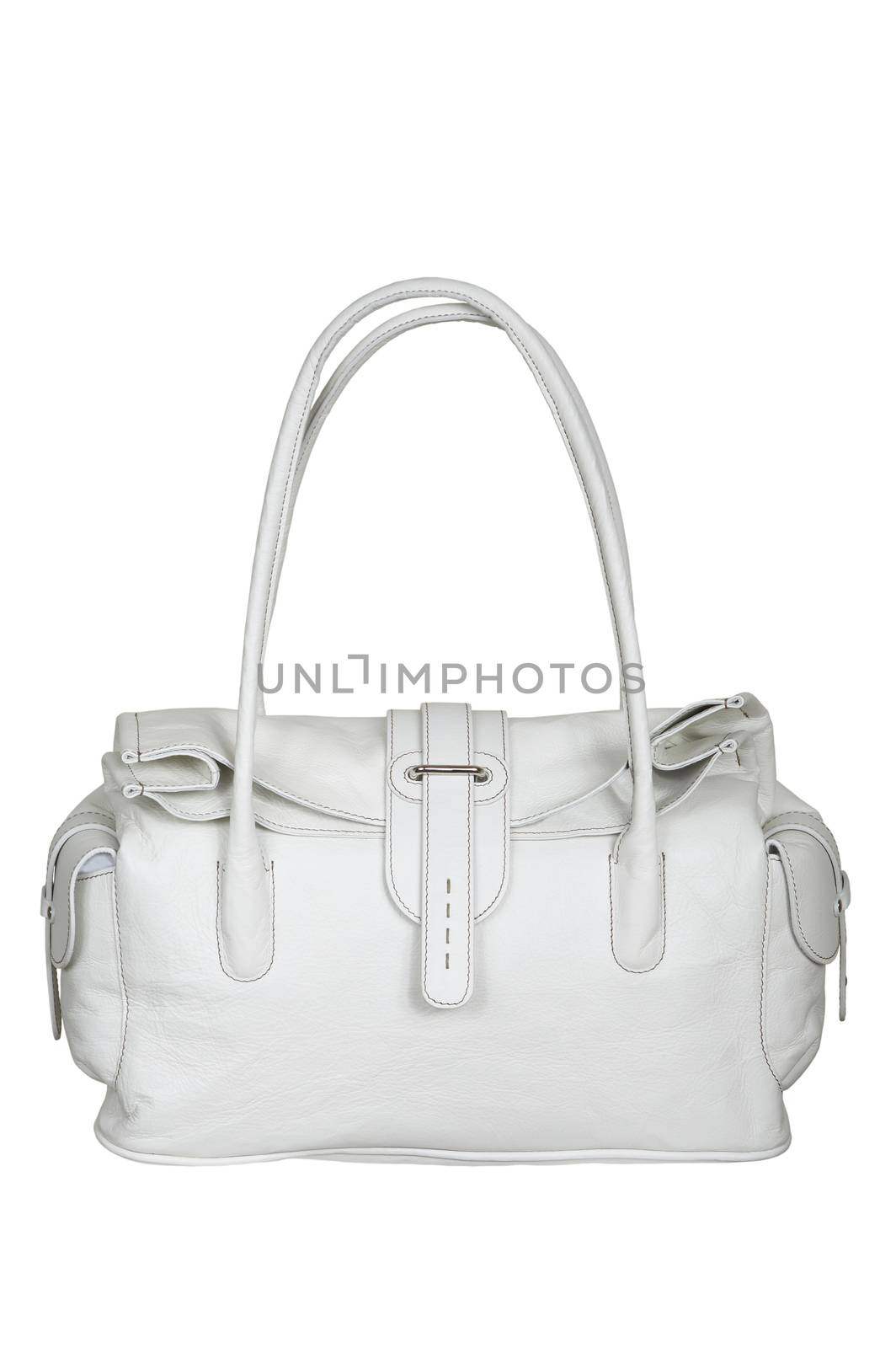 Leather white bag on a white background