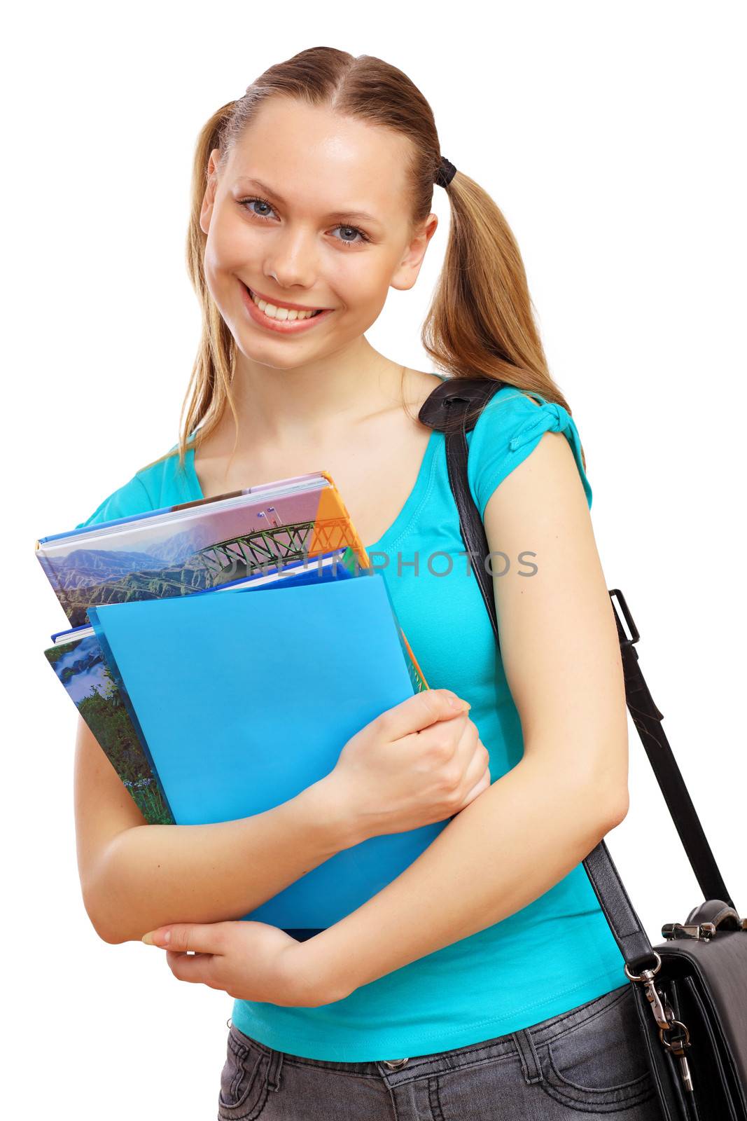 Happy student with books by sergey_nivens