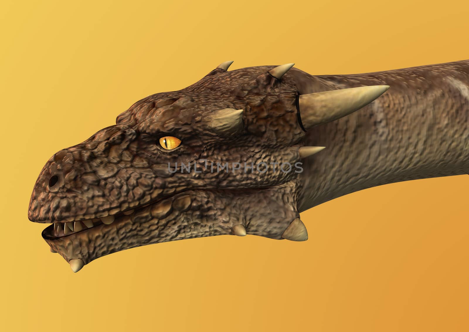 3D digital render of an evil dragon, close up 
