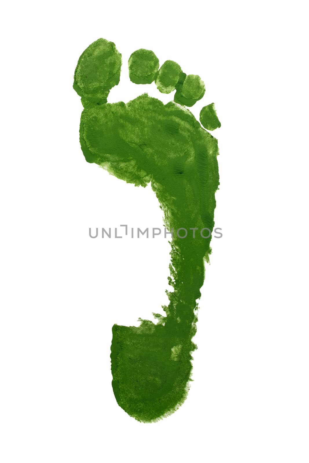 Prints Foot Green  Isolated on Wite Background