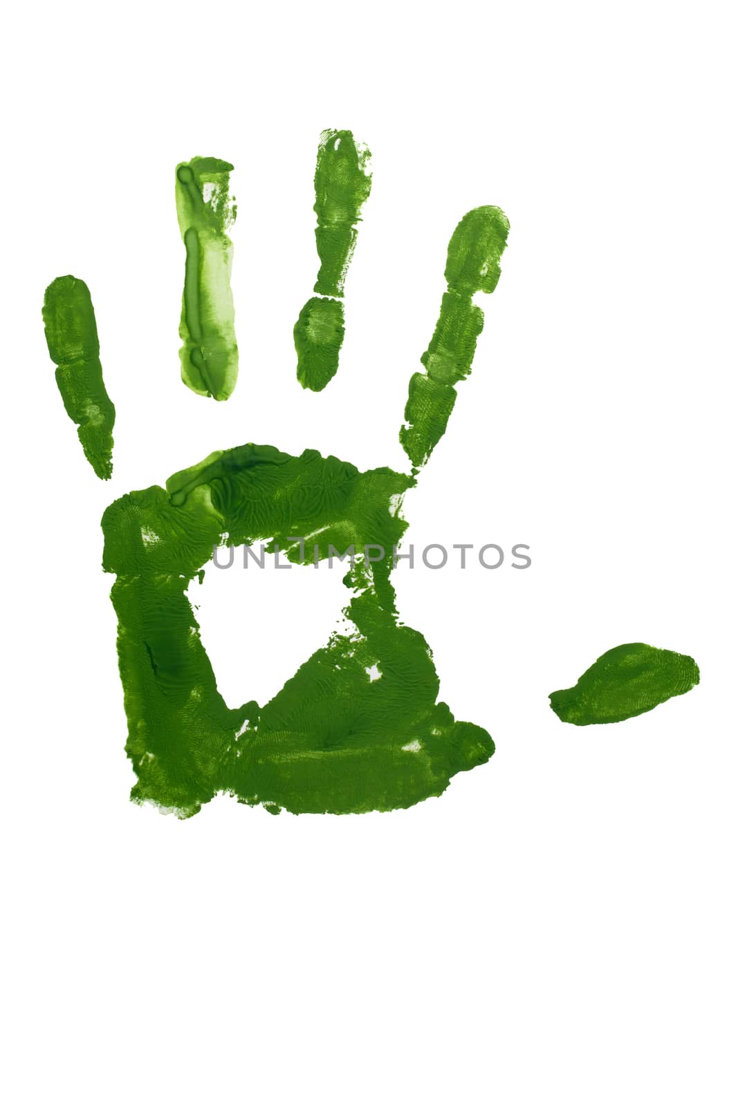Prints Hand Green Isolated on White Background