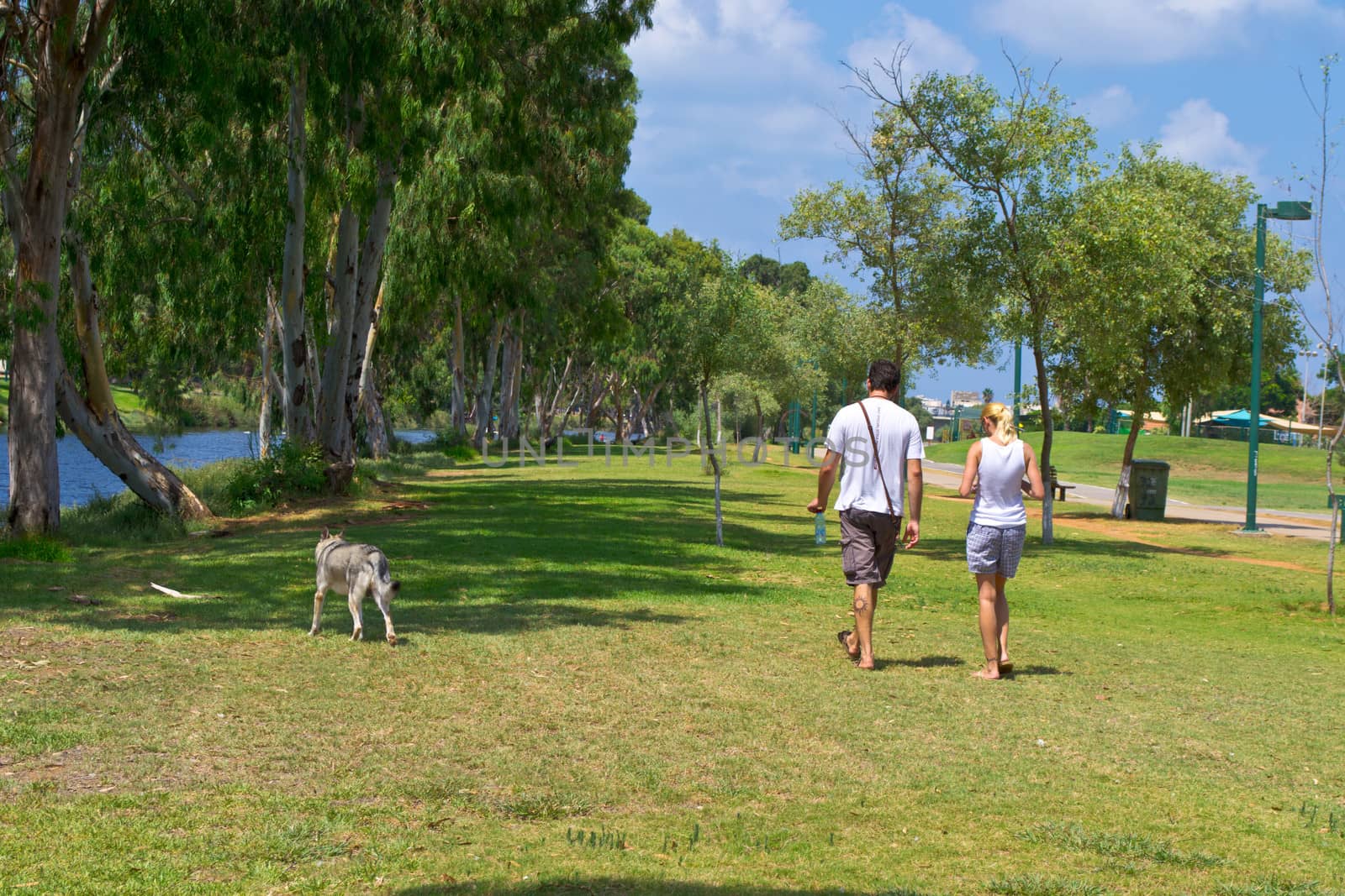 View of summer park Yarkon in Tel Aviv,Israel