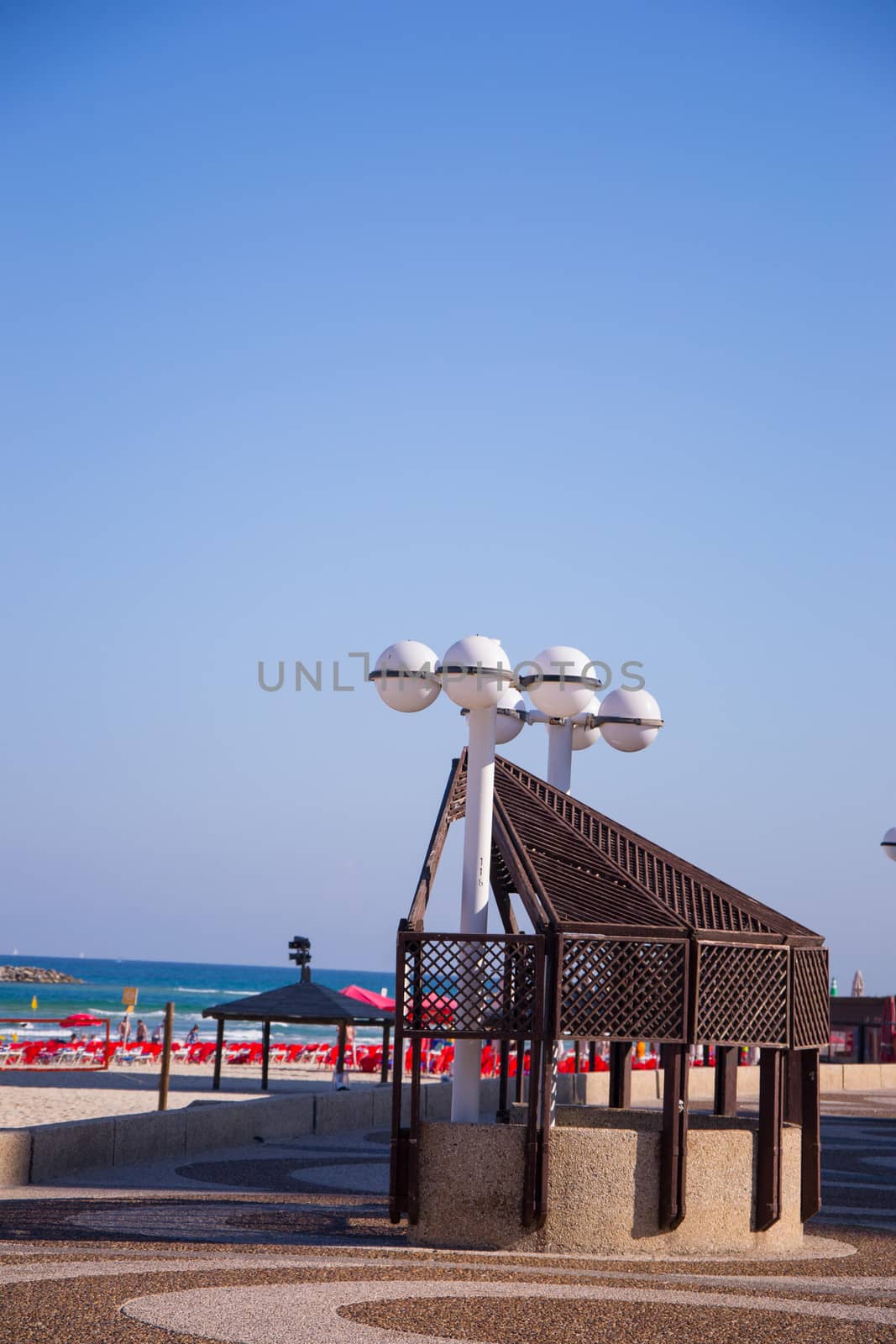 View of Tel Aviv beach in sunlight day