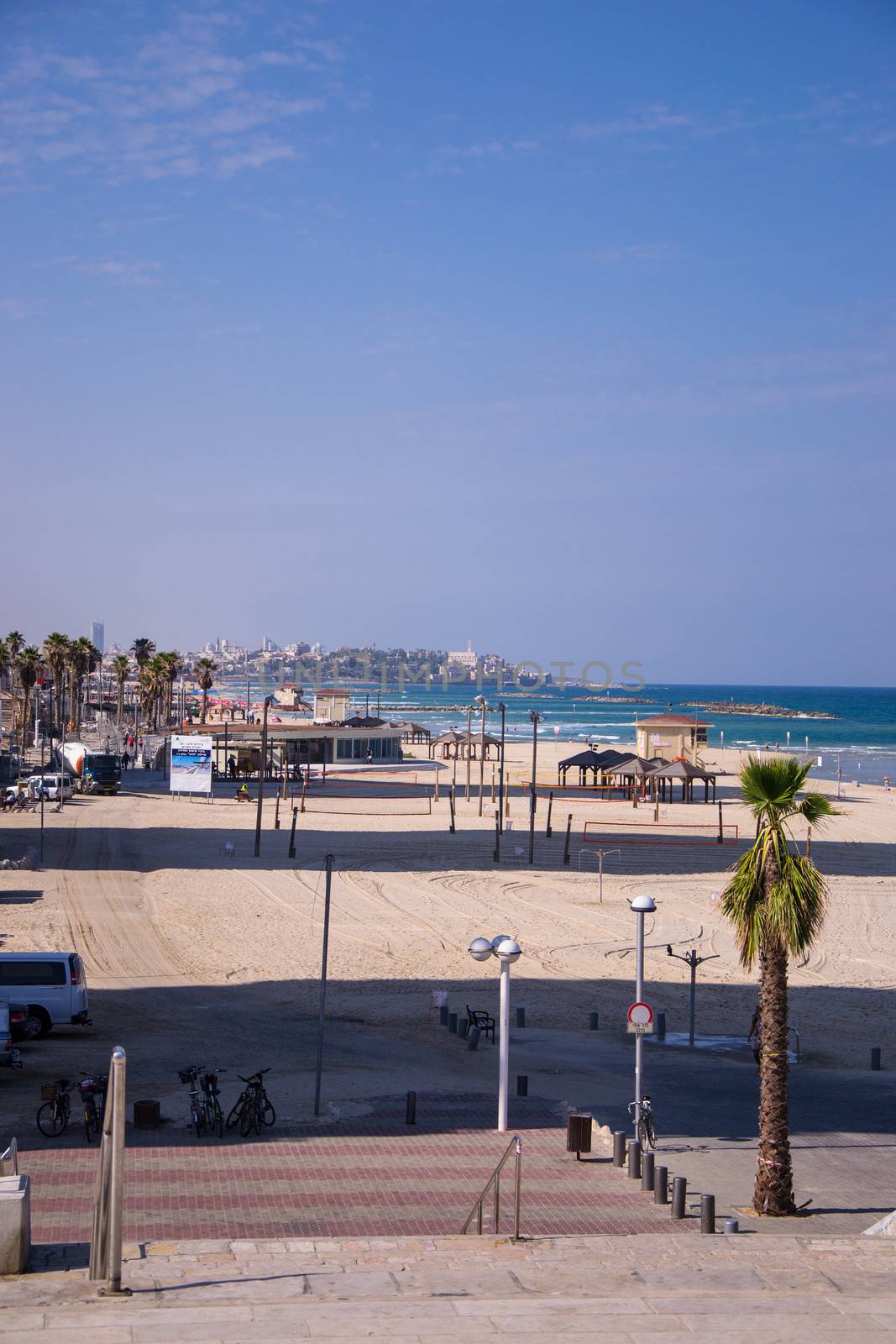 View of Tel Aviv beach in sunlight day