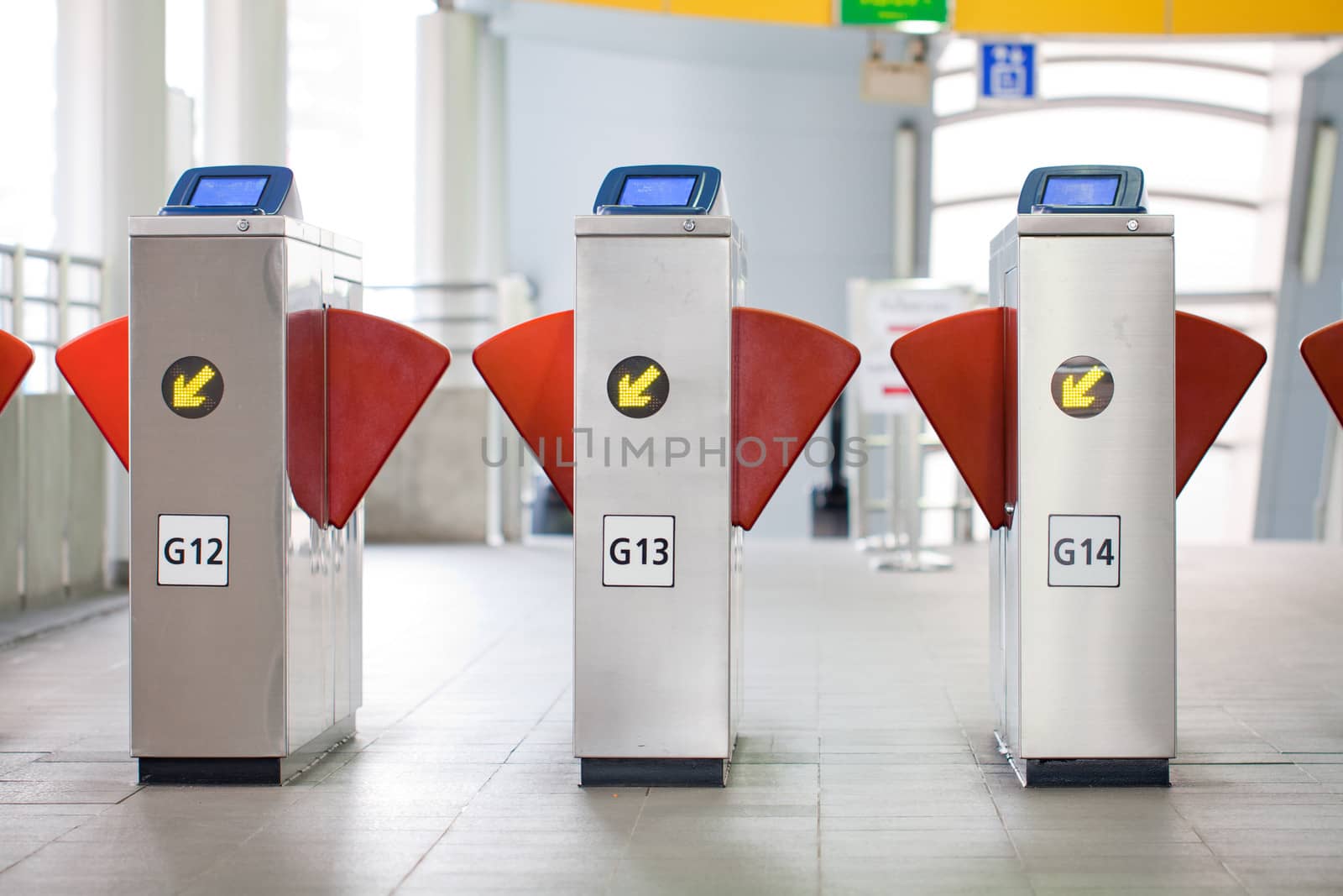 Modern turnstile on a skytrain by myrainjom01