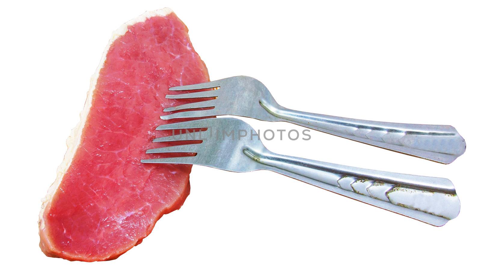 fork with meat by sutipp11