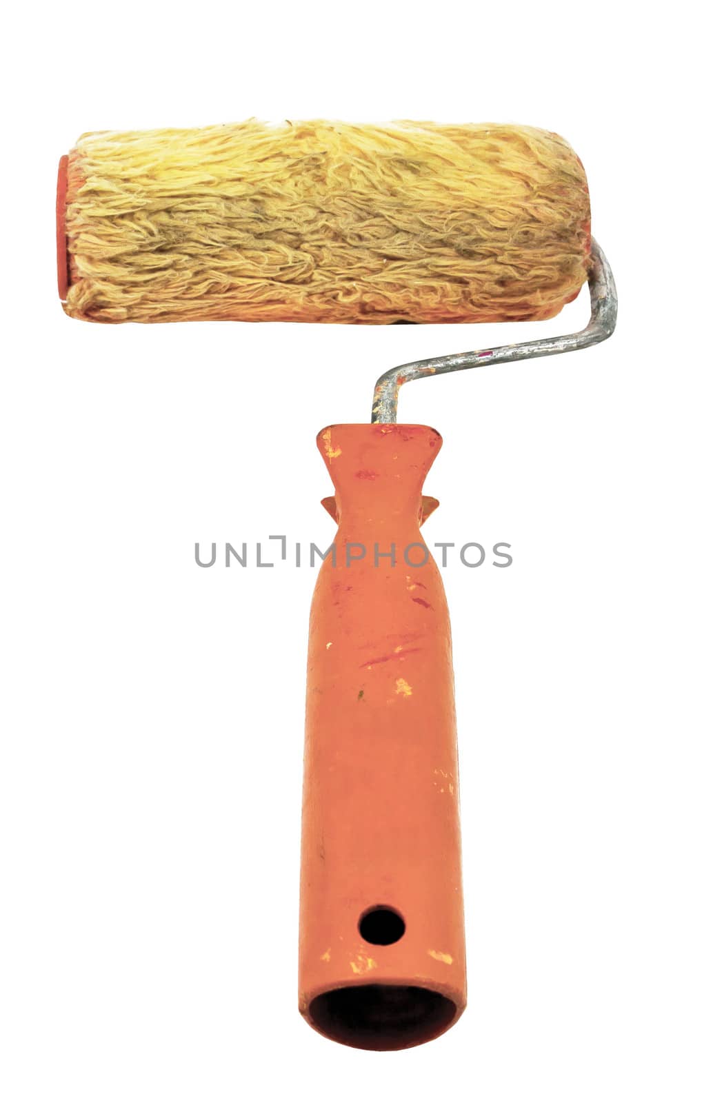 old   paint roller isolated on white background by sutipp11