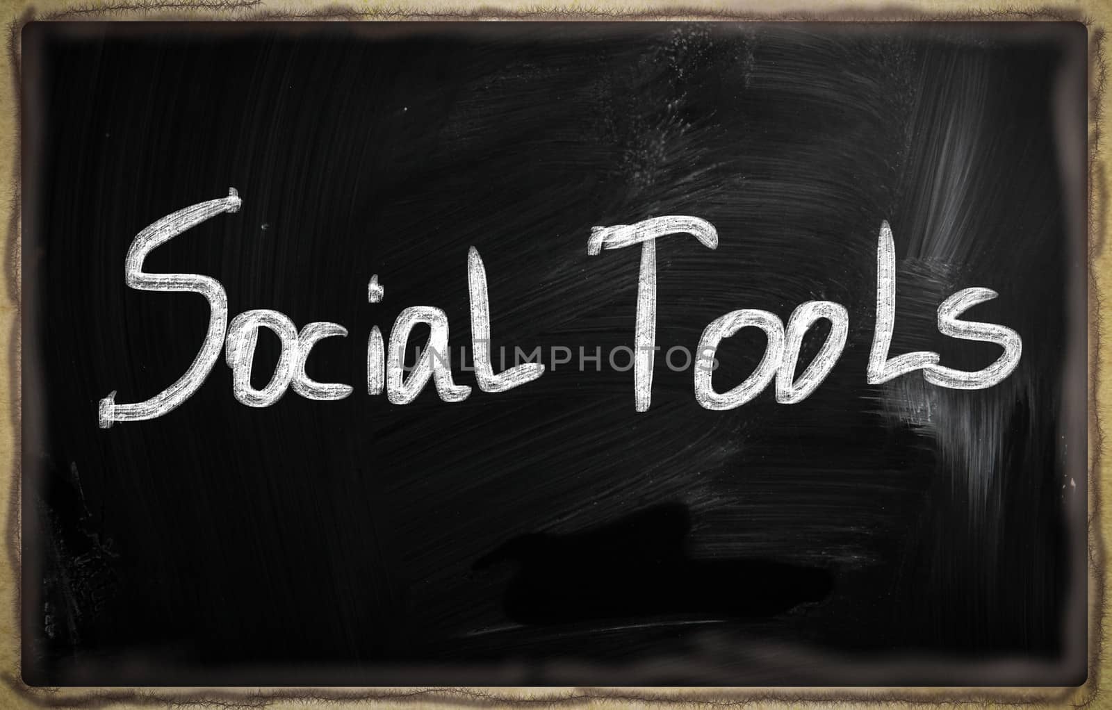social media concept - text on a blackboard.