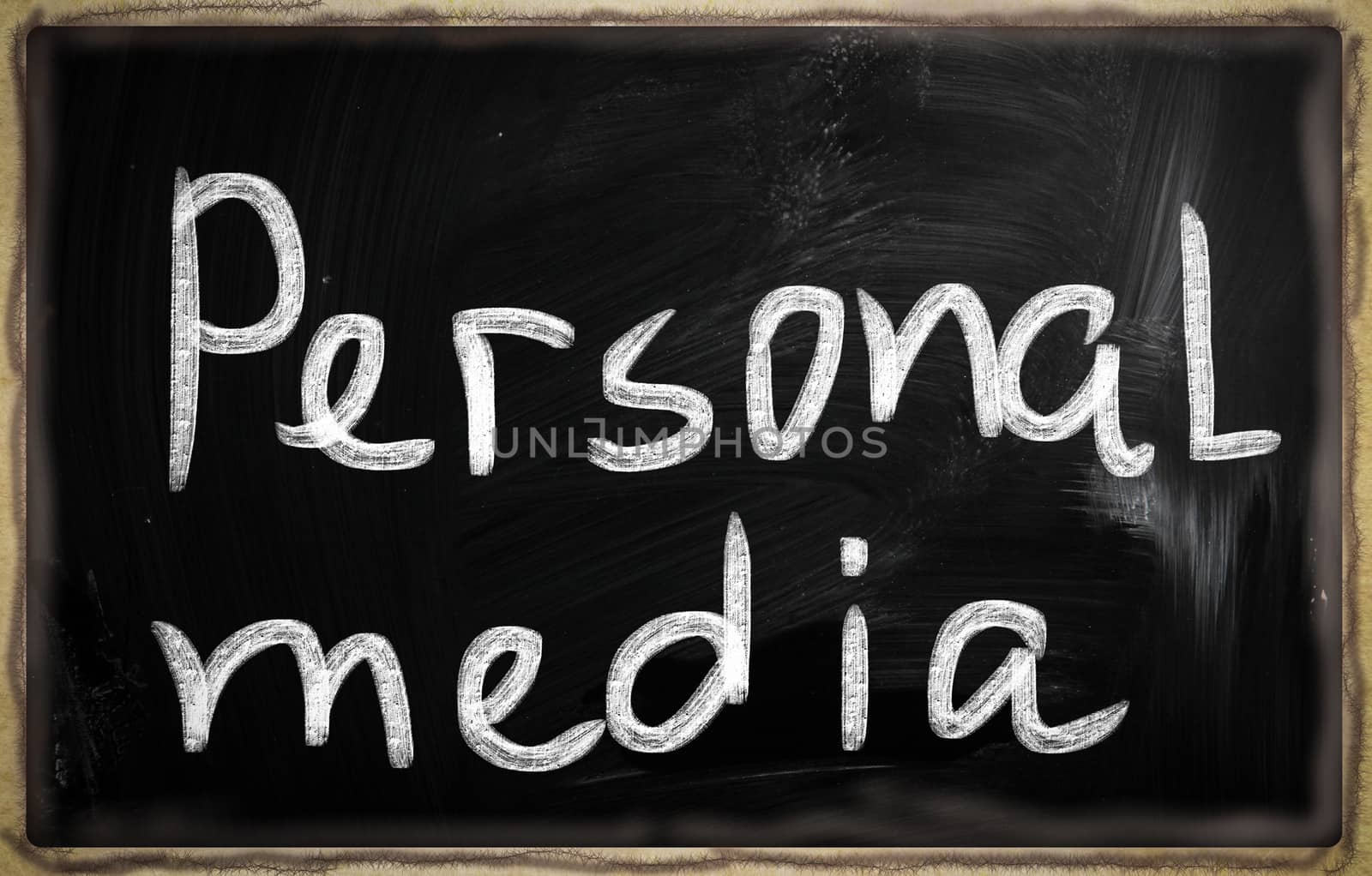 social media concept - text on a blackboard.