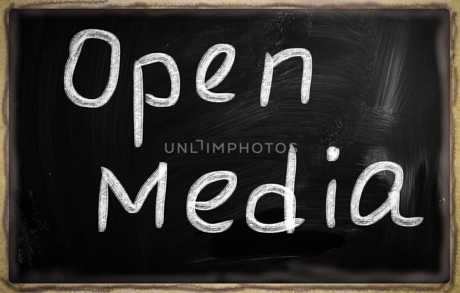 social media concept - text on a blackboard.