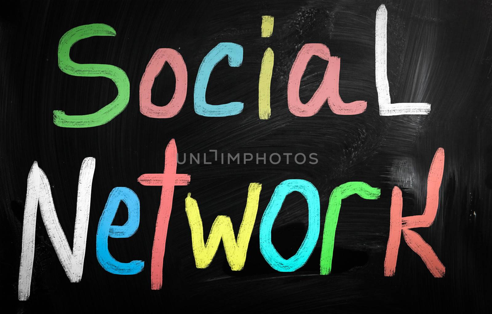 social media concept - text handwritten on a blackboard