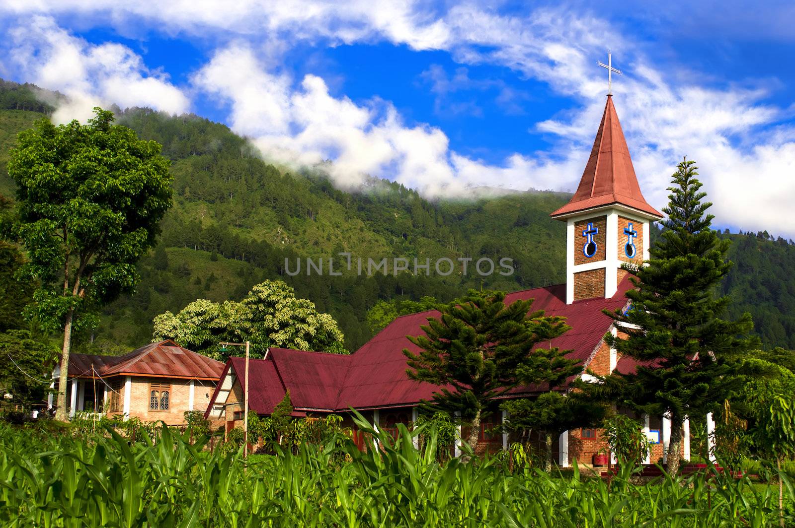 Catholic Church Samosir Island.
Lake Toba, North Sumatra, Indonesia.